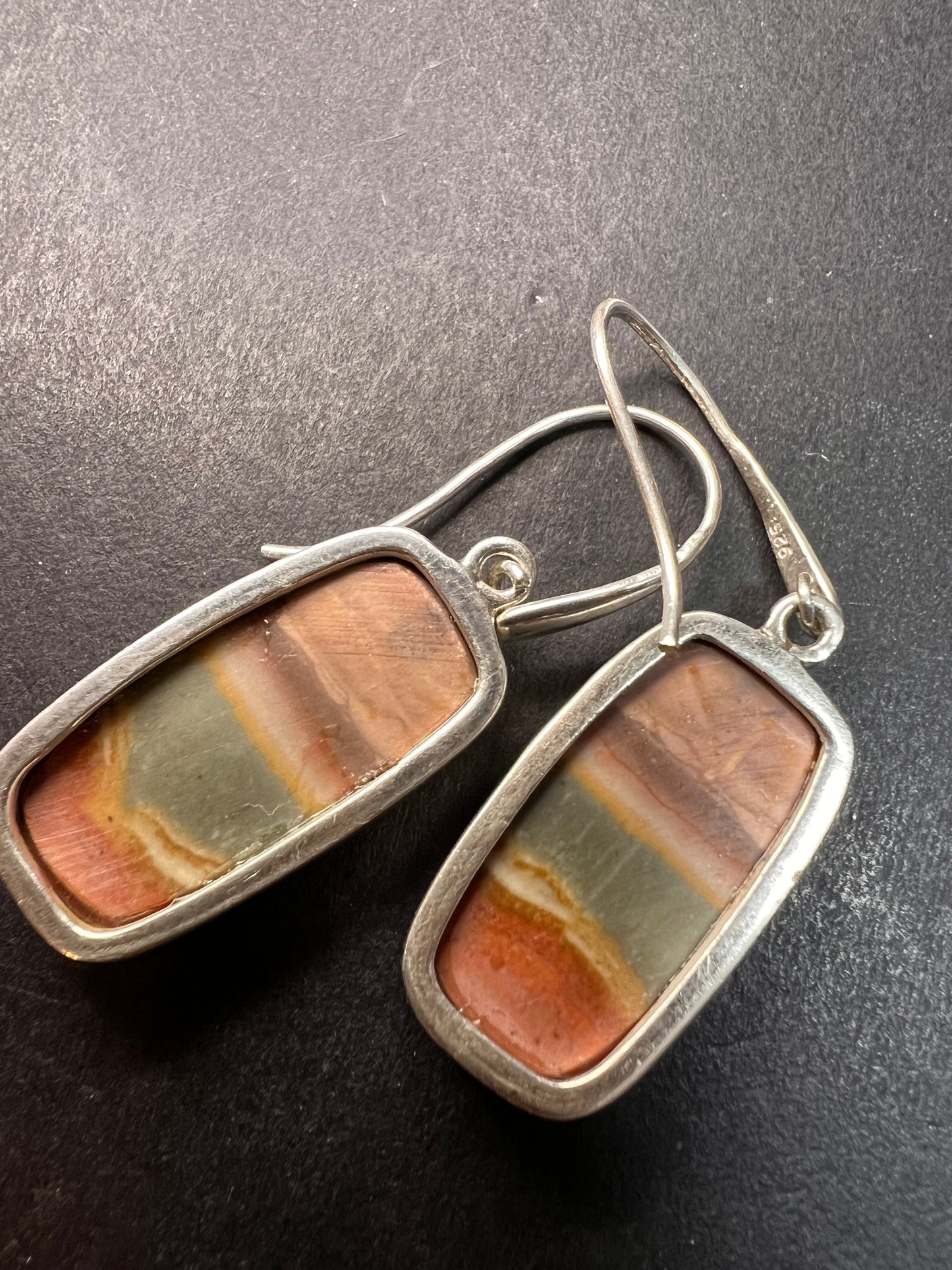 NEW polychrome Jasper sterling silver earrings 9.39 grams