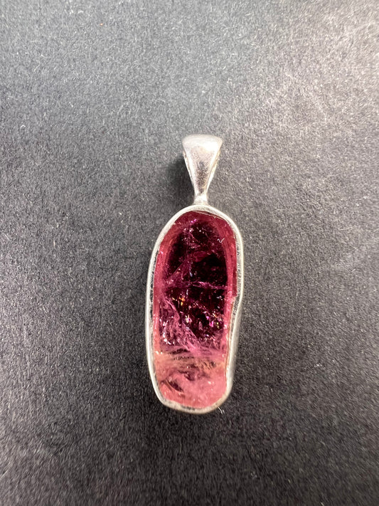 NEW pink/ bi color tourmaline sterling silver pendant 1.28 grams