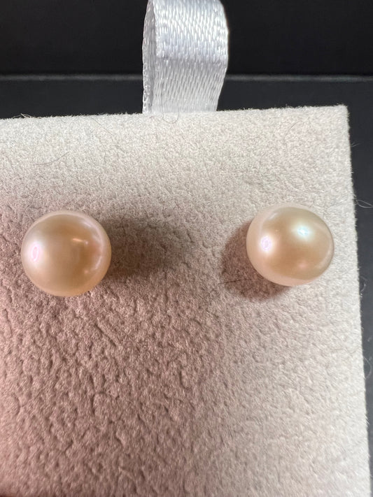 NEW white freshwater pearl stud earrings in sterling silver