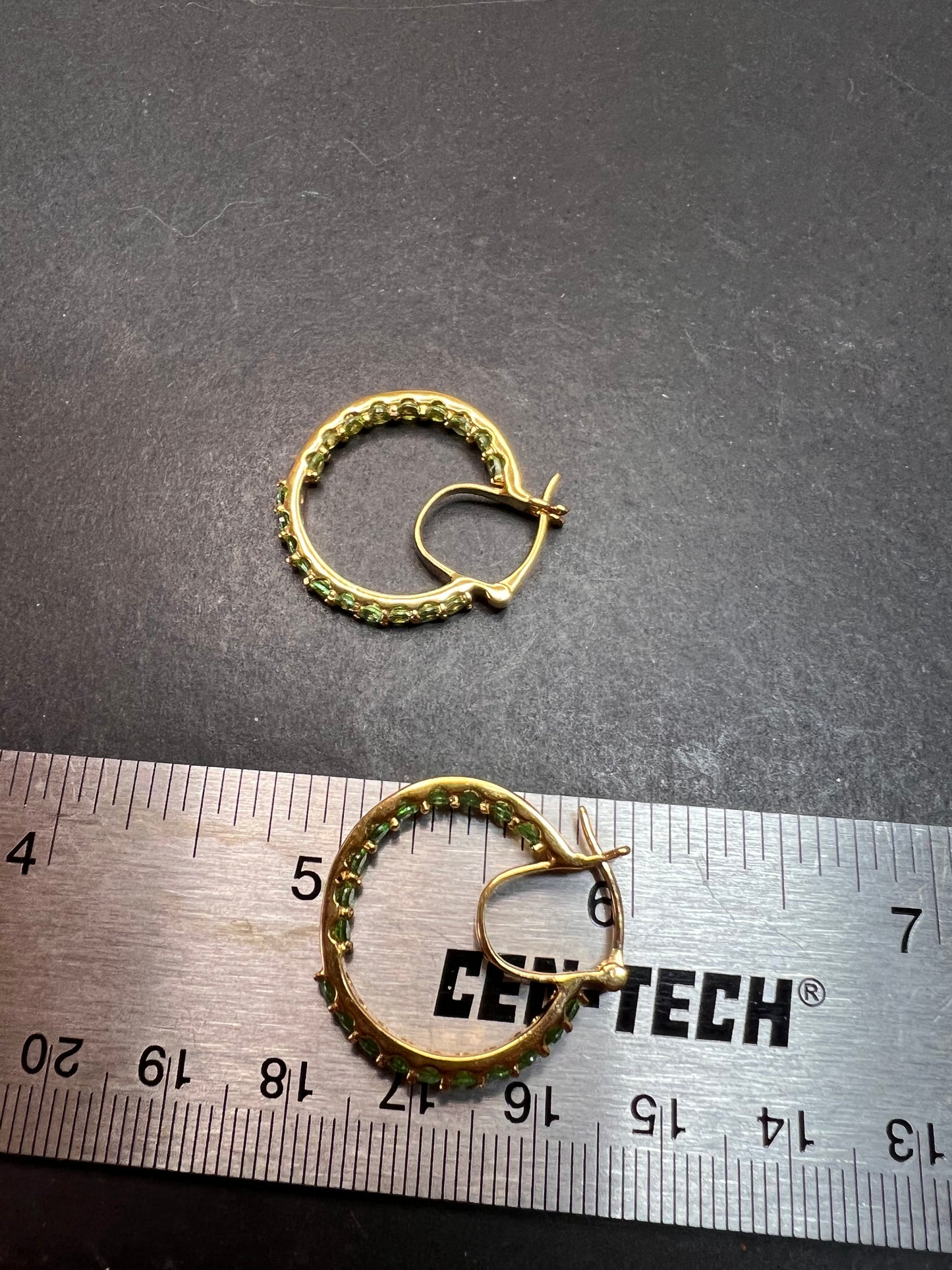Tsavorite garnet j hoop inside out earrings in yellow gold vermeil over sterling silver