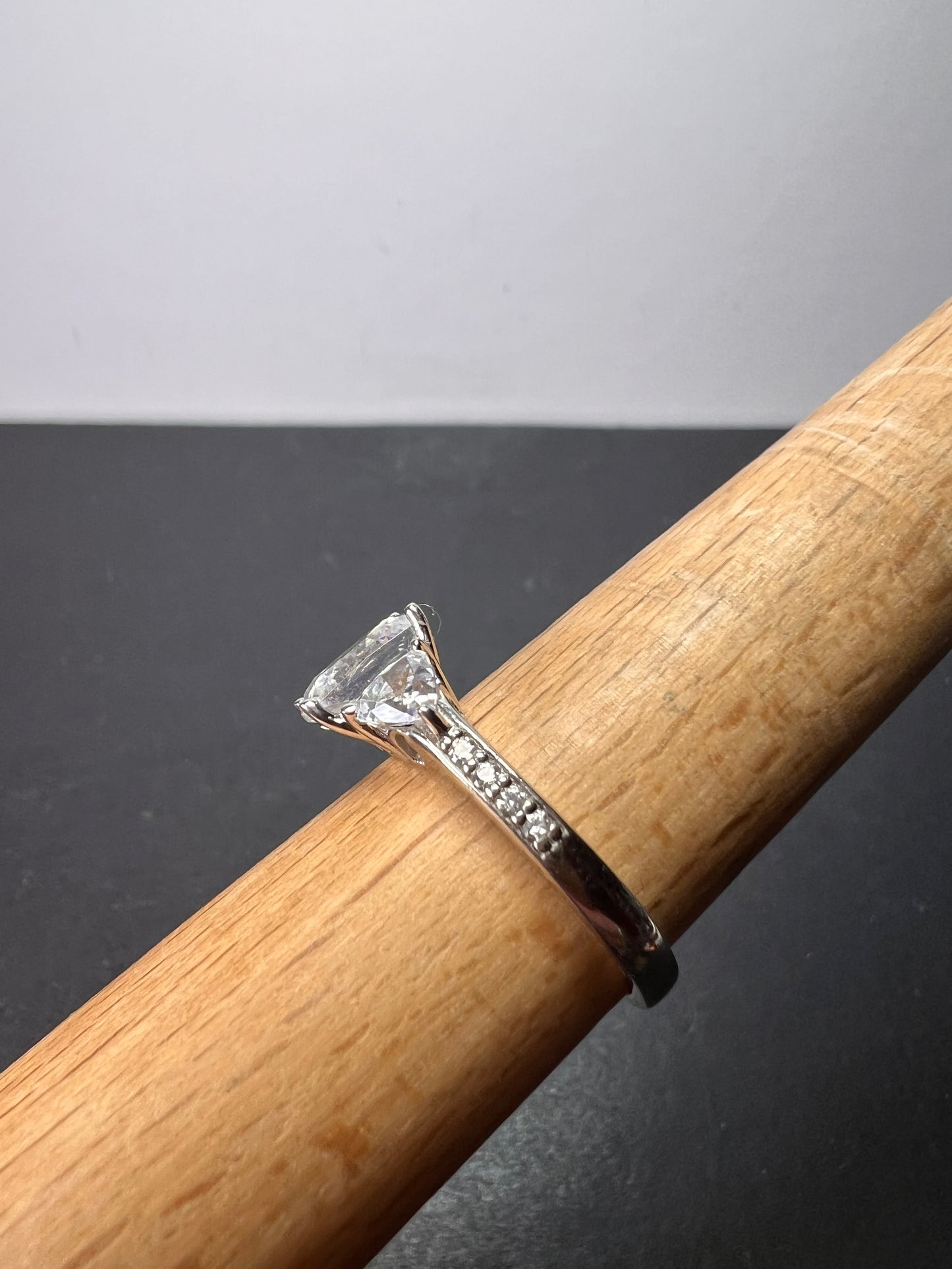 White cushion cut cubic zirconia platinum over sterling silver ring size 9