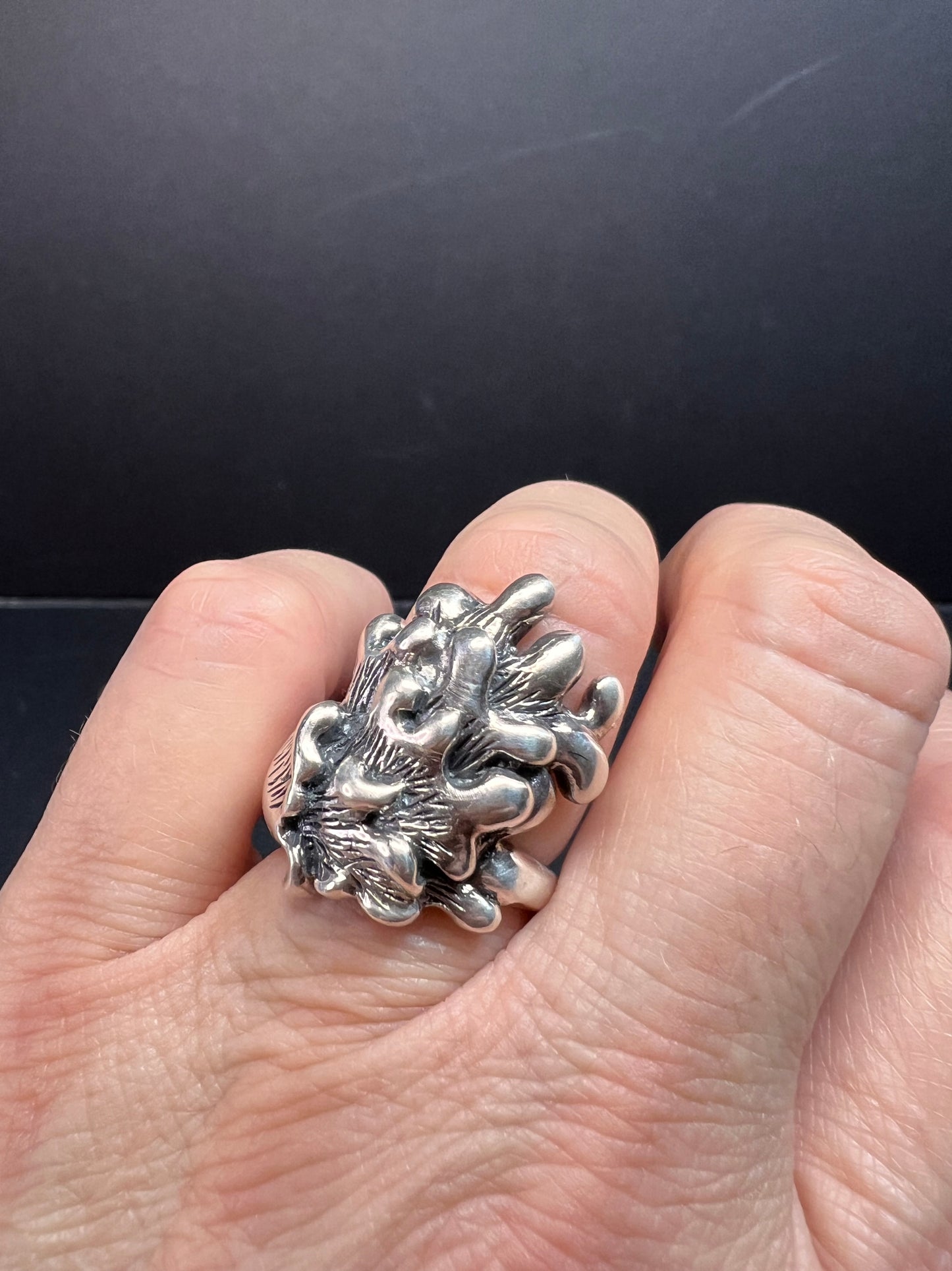 Sterling silver fungi coral ring size 7