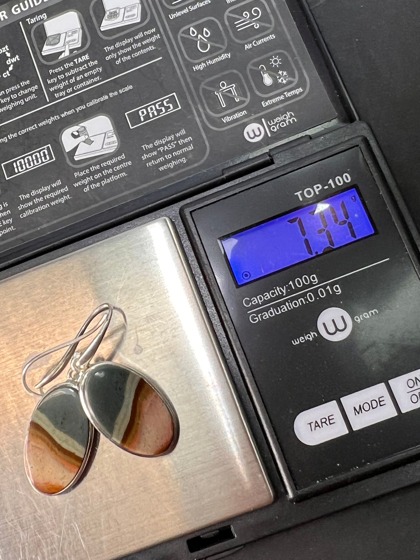 NEW Polychrome Jasper sterling silver dangle earrings 7.34 grams