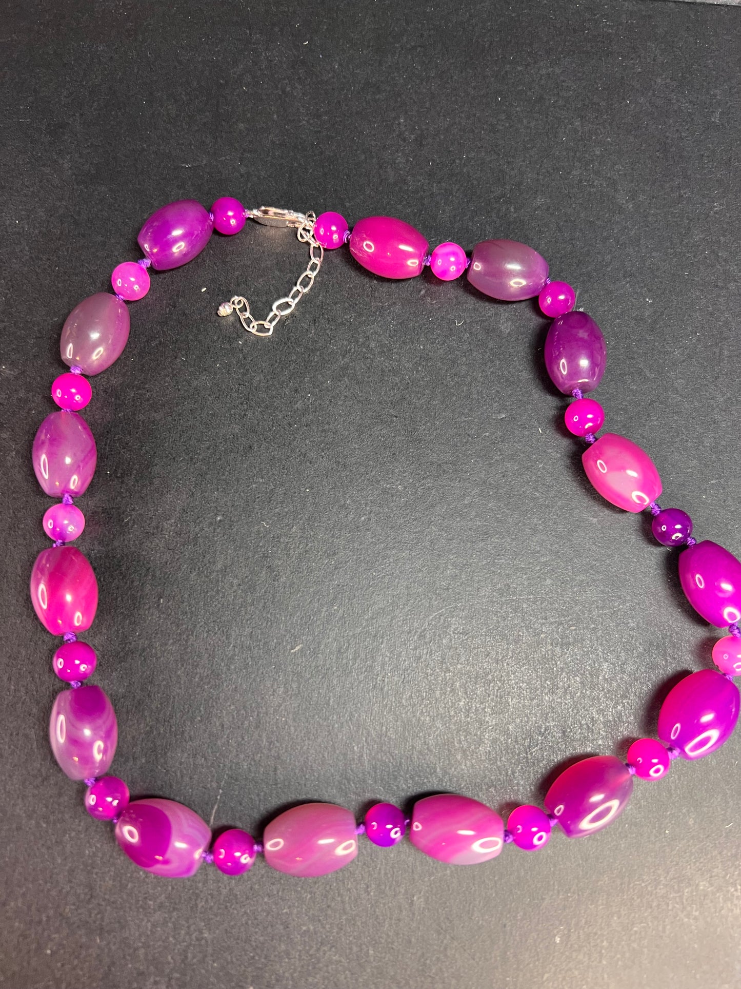 NEW purple agate 18 inch necklace with sterling silver clasp