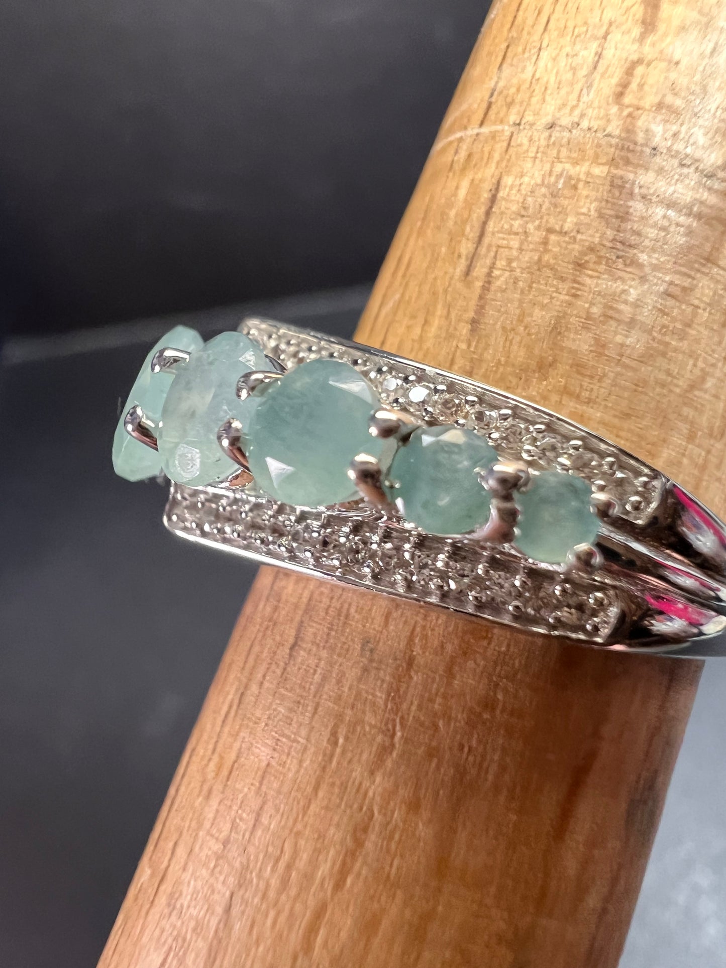 NEW Grandidierite and zircon sterling silver ring size 8