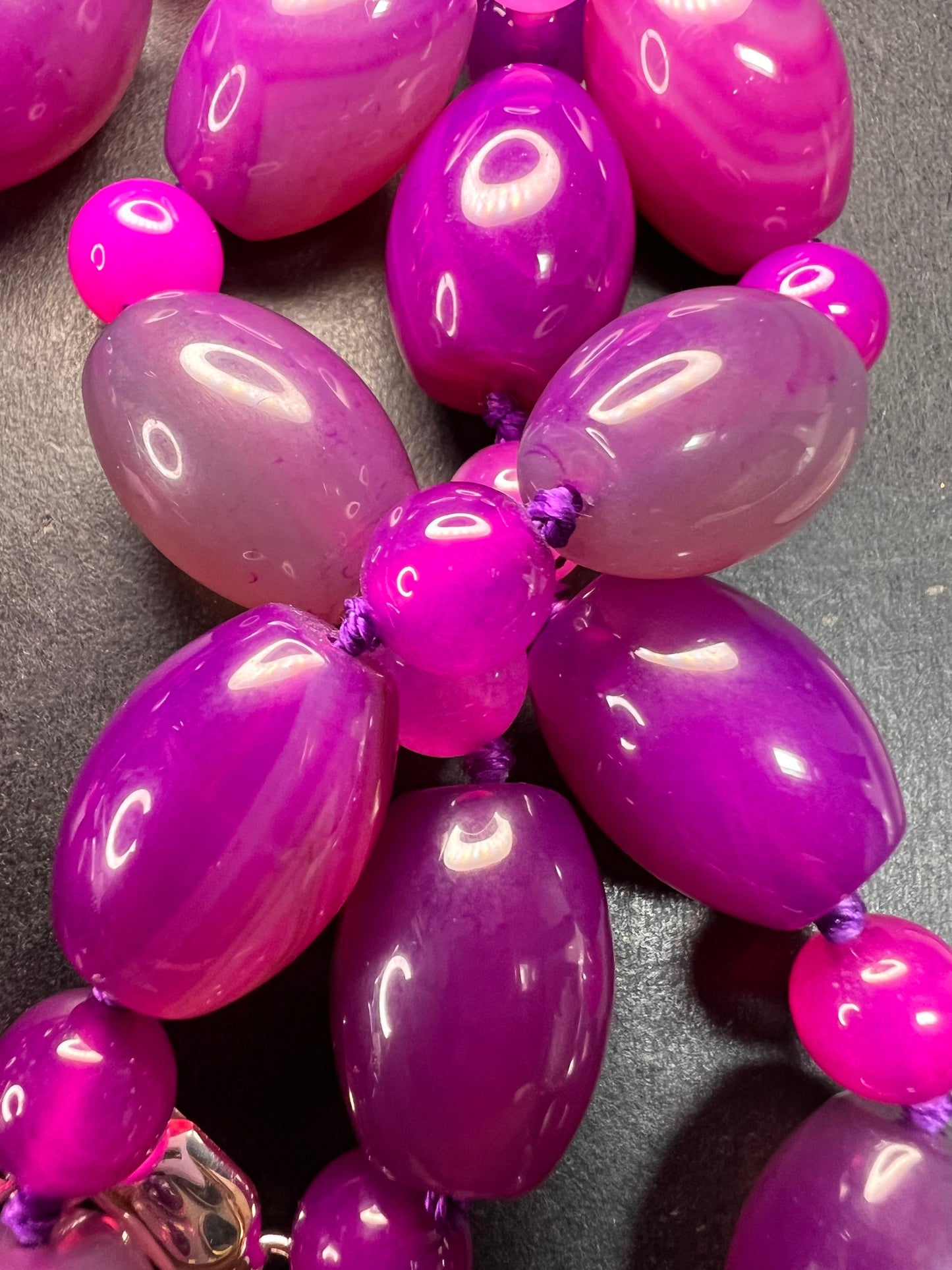 NEW purple agate 18 inch necklace with sterling silver clasp