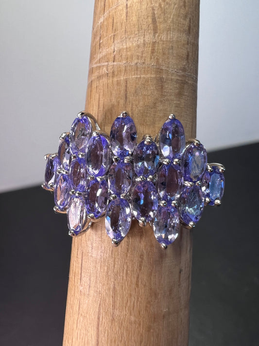 Tanzanite rhodium over sterling silver ring size 8