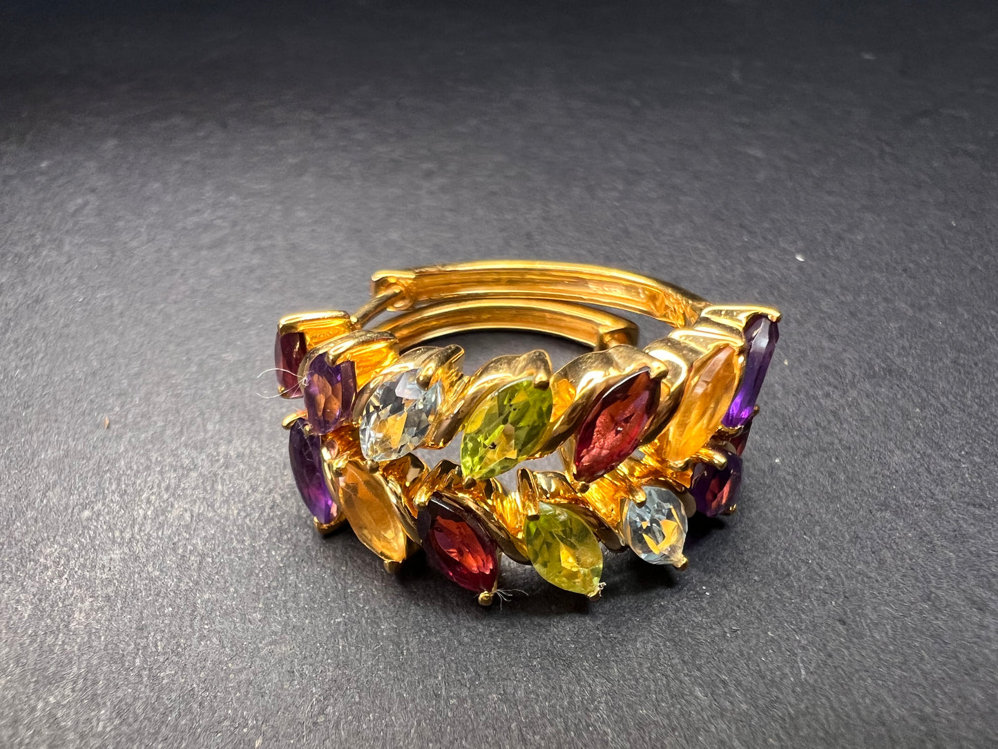 NEW multi gemstone hoop earrings in vermeil gold over sterling silver