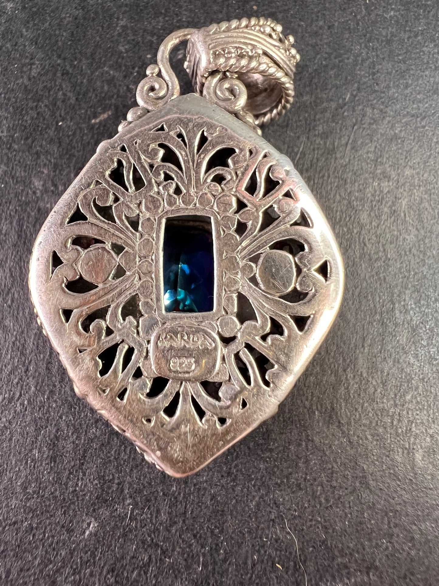 Sarda Sterling Silver Mystic Crimson Quartz Pendant – Handcrafted Balinese 925