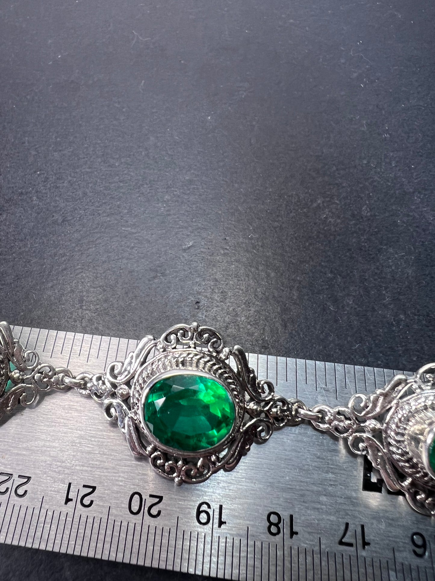 The Green Queen vintage Sterling silver toggle bracelet with green quartz