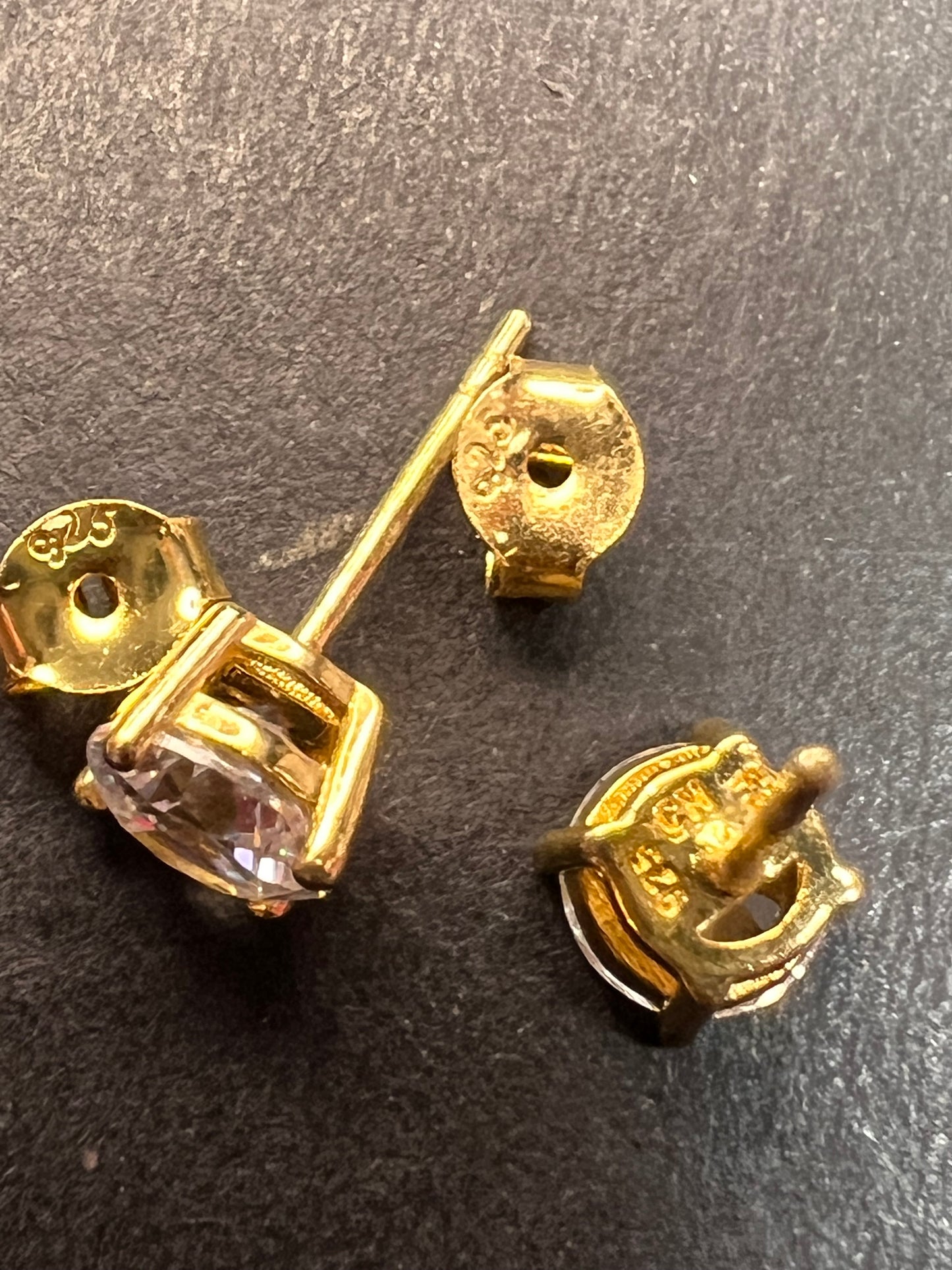 5.5mm CZ stud earrings in gold over sterling silver