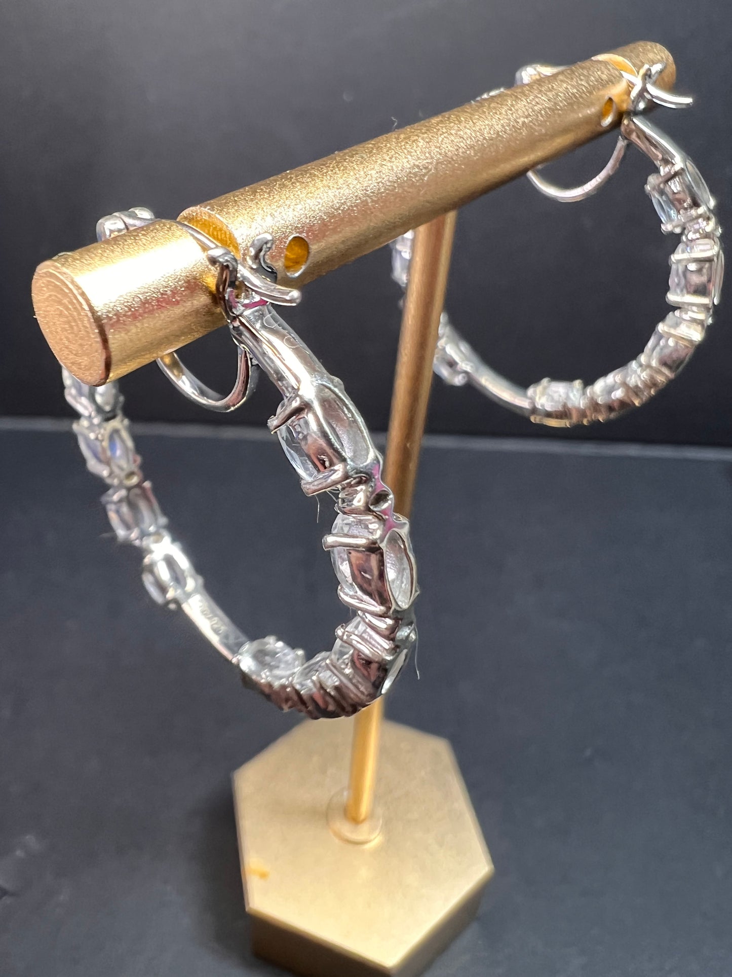 NEW Petalite and zircon inside out hoop earrings in platinum over sterling silver