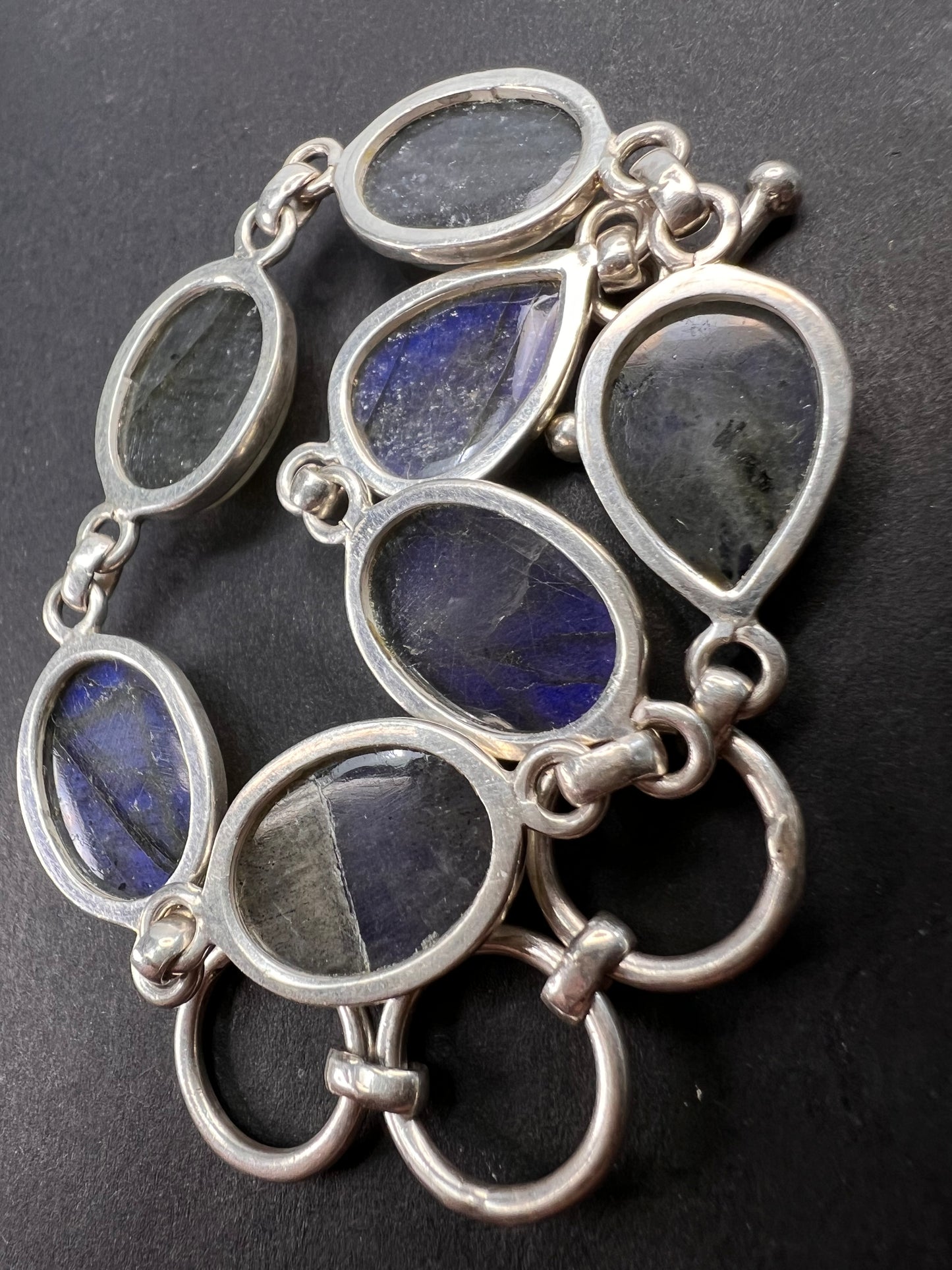 NEW Labradorite Sterling silver link toggle bracelet 9.25 inches