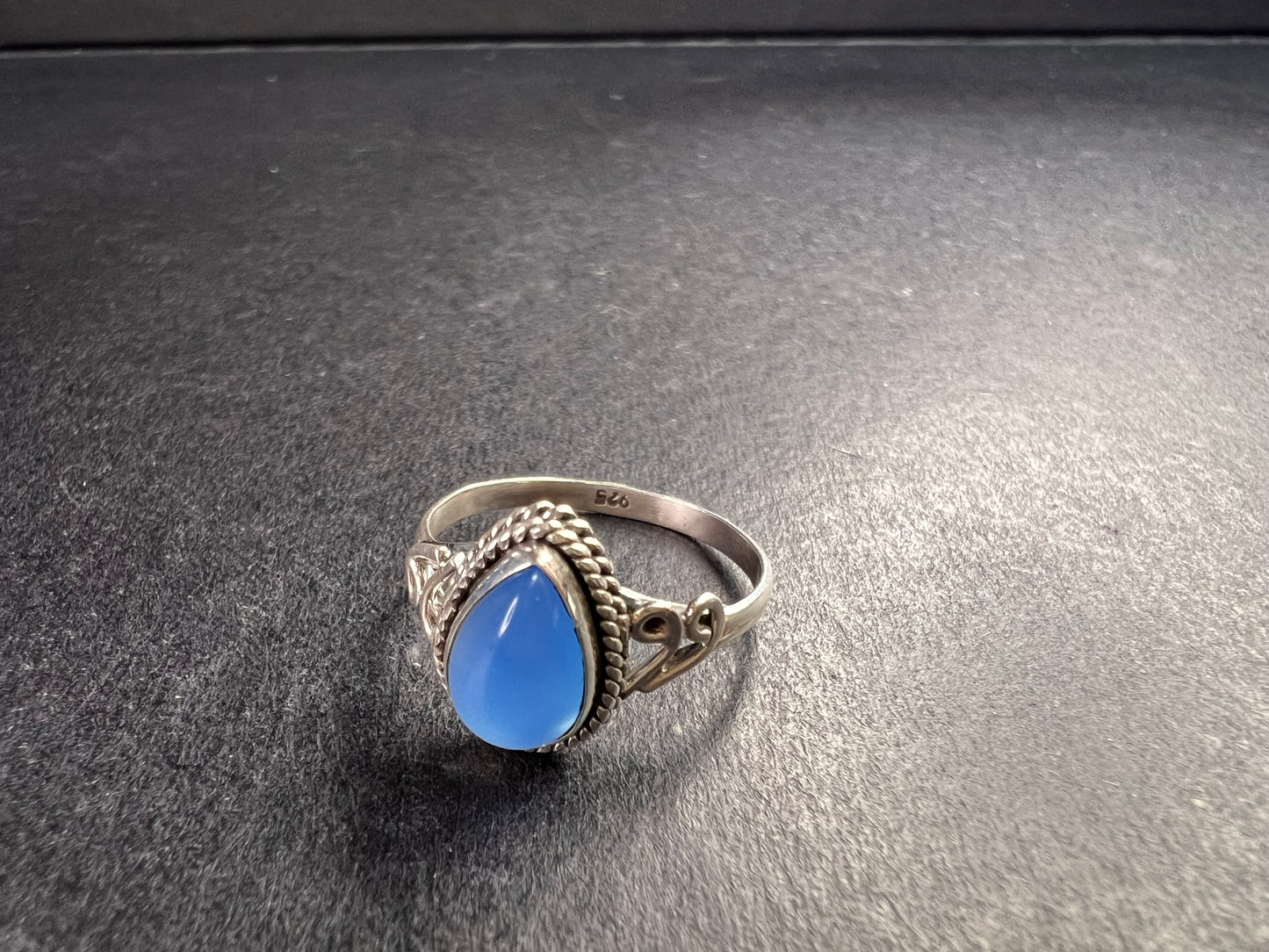 Blue chalcedony sterling silver ring size 7