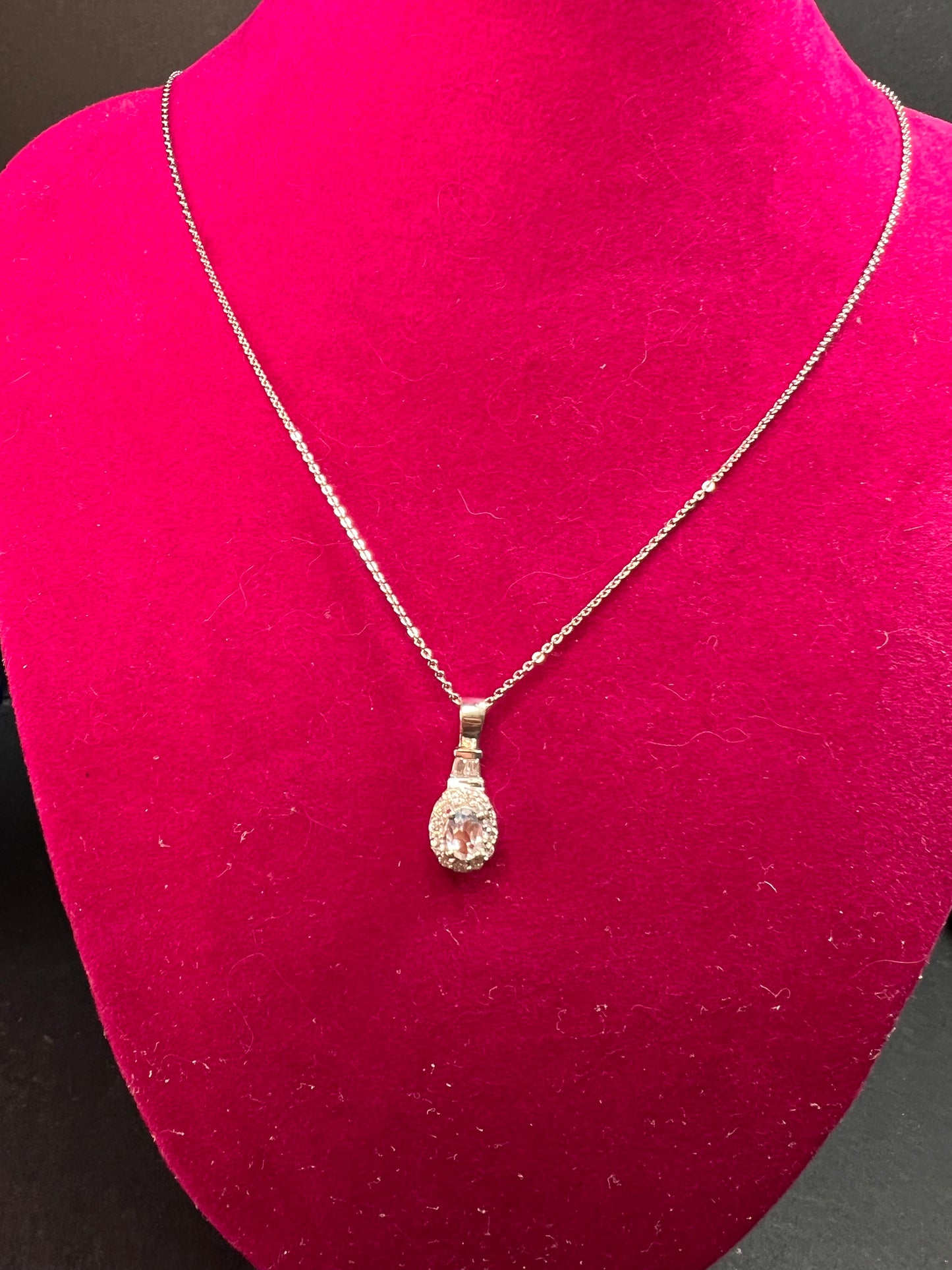 NEW gemmy moonstone and moissanite halo pendant in rhodium over sterling silver