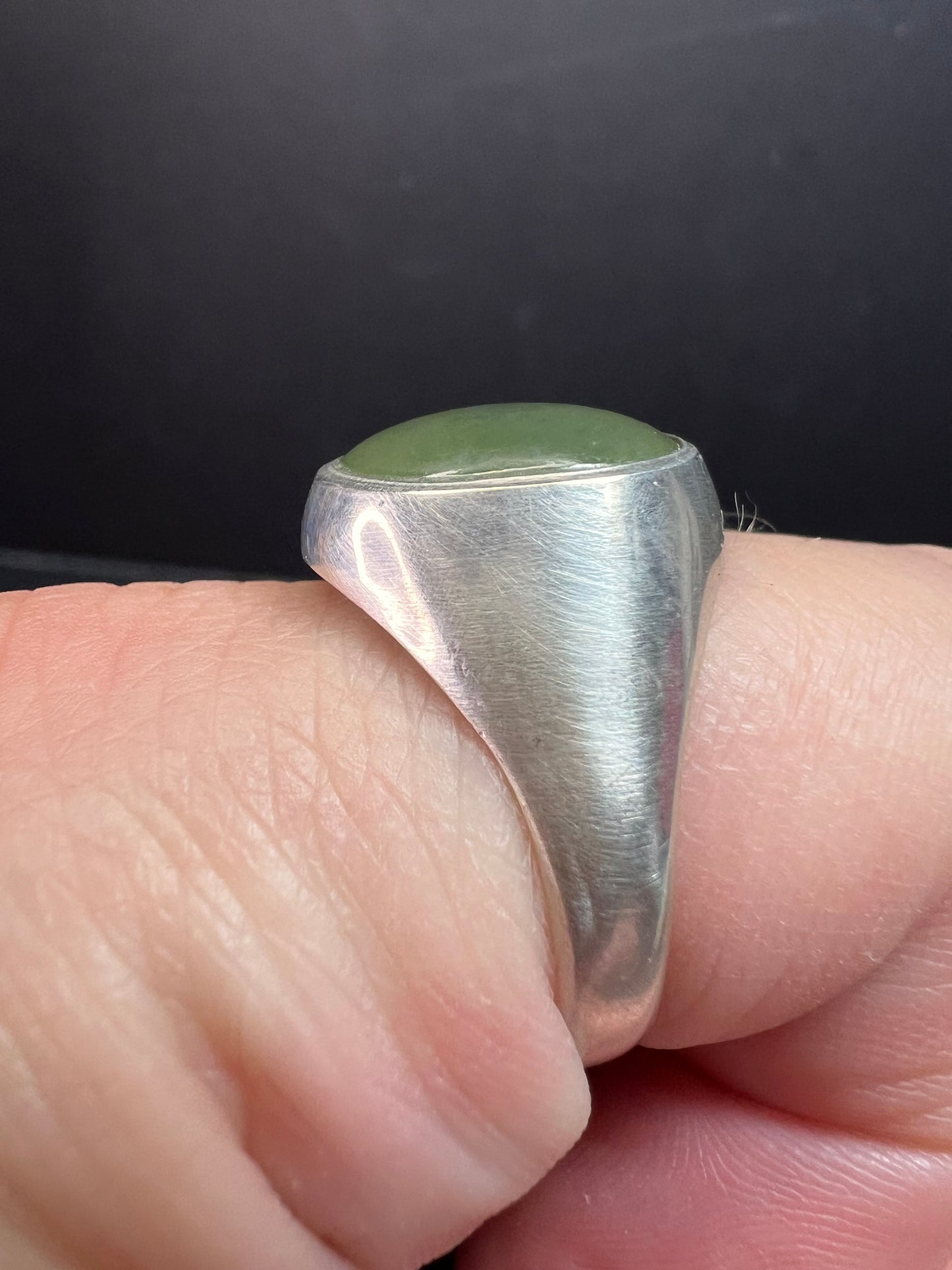 Vintage Pa Ha Co nephrite Jade sterling silver ring size 12