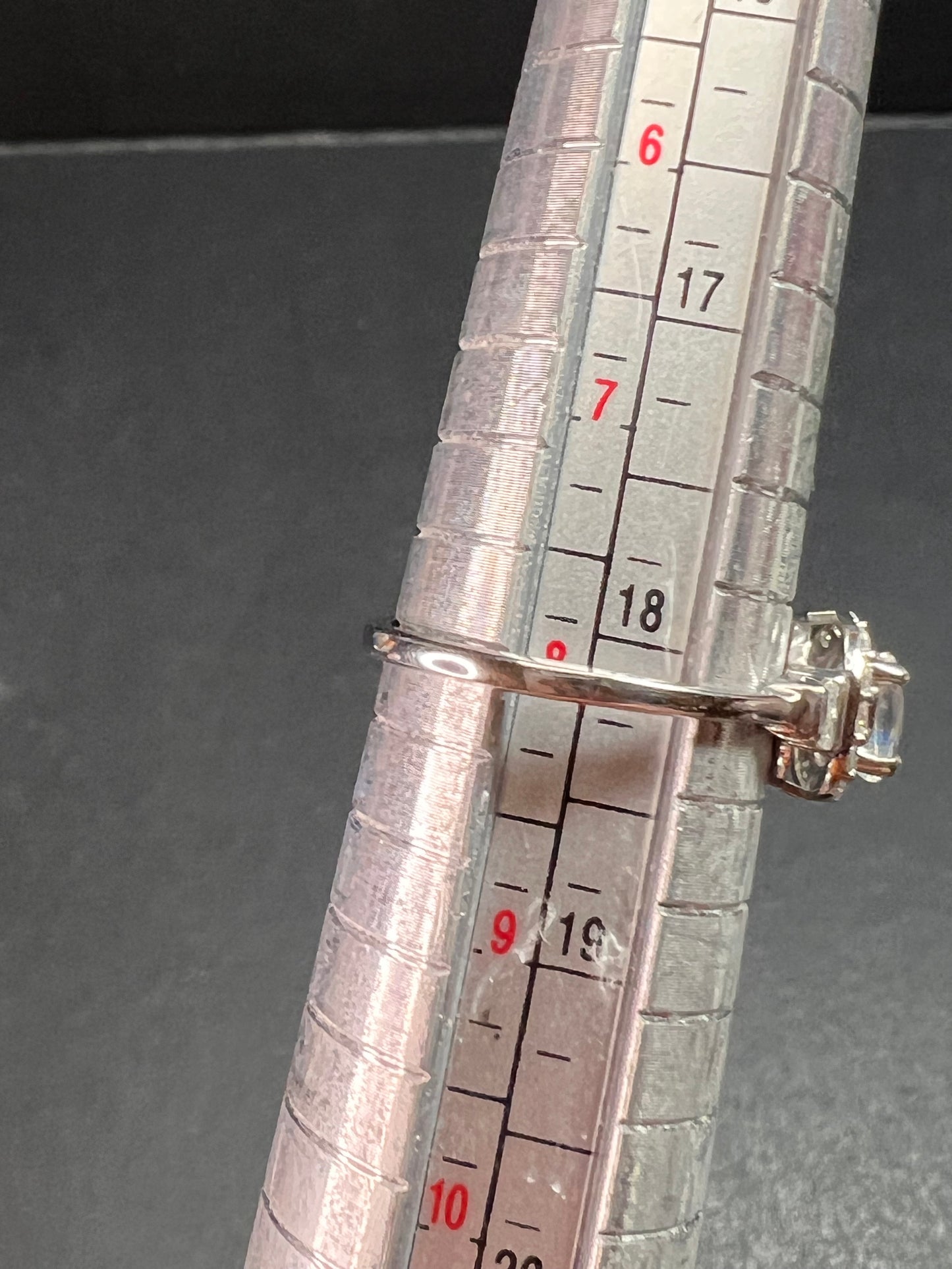 NEW gemmy moonstone and Moissanite sterling silver halo ring size 8