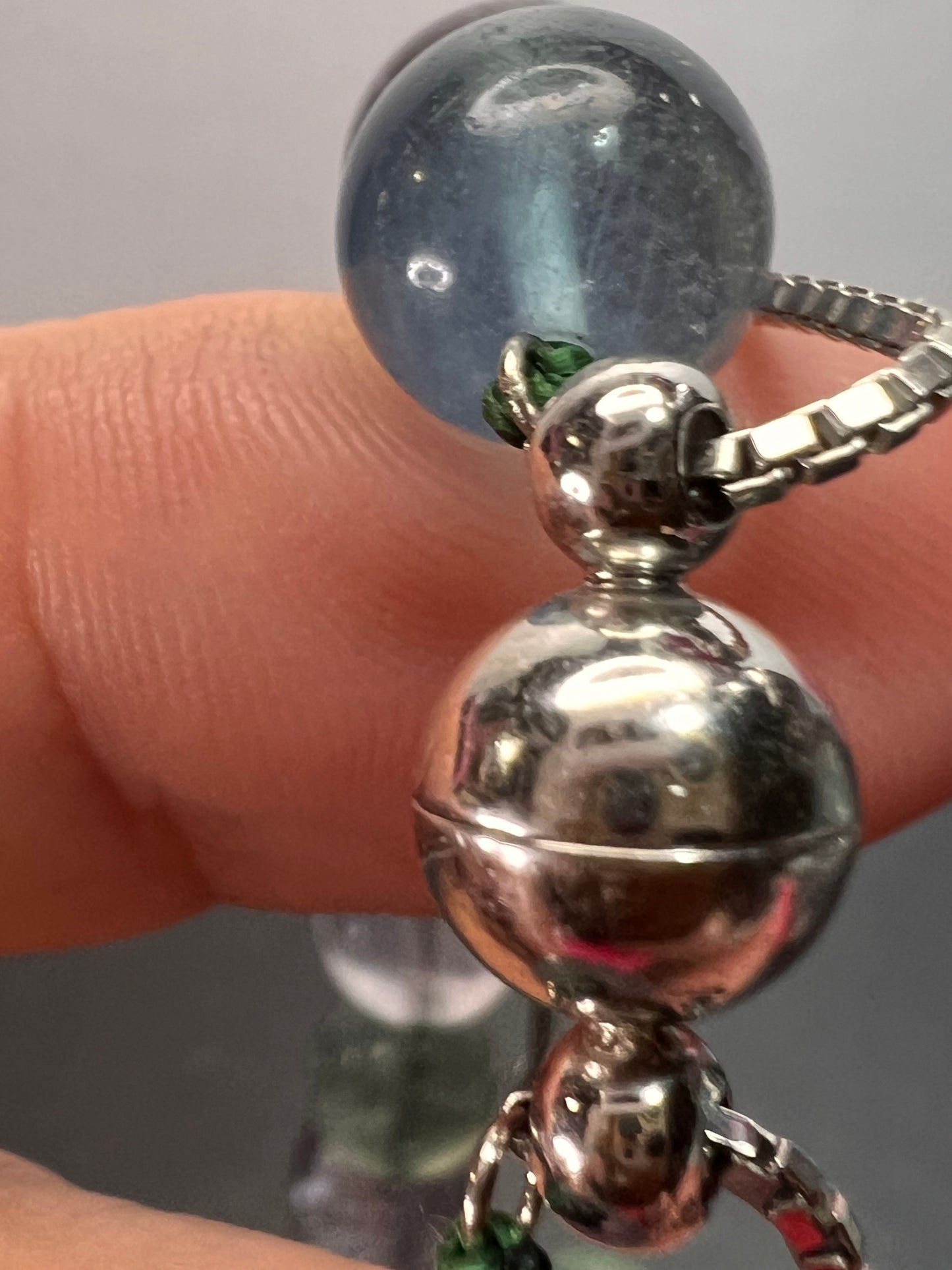 NEW Fluorite knotted beaded bolo necklace with sterling silver magnetic clasp