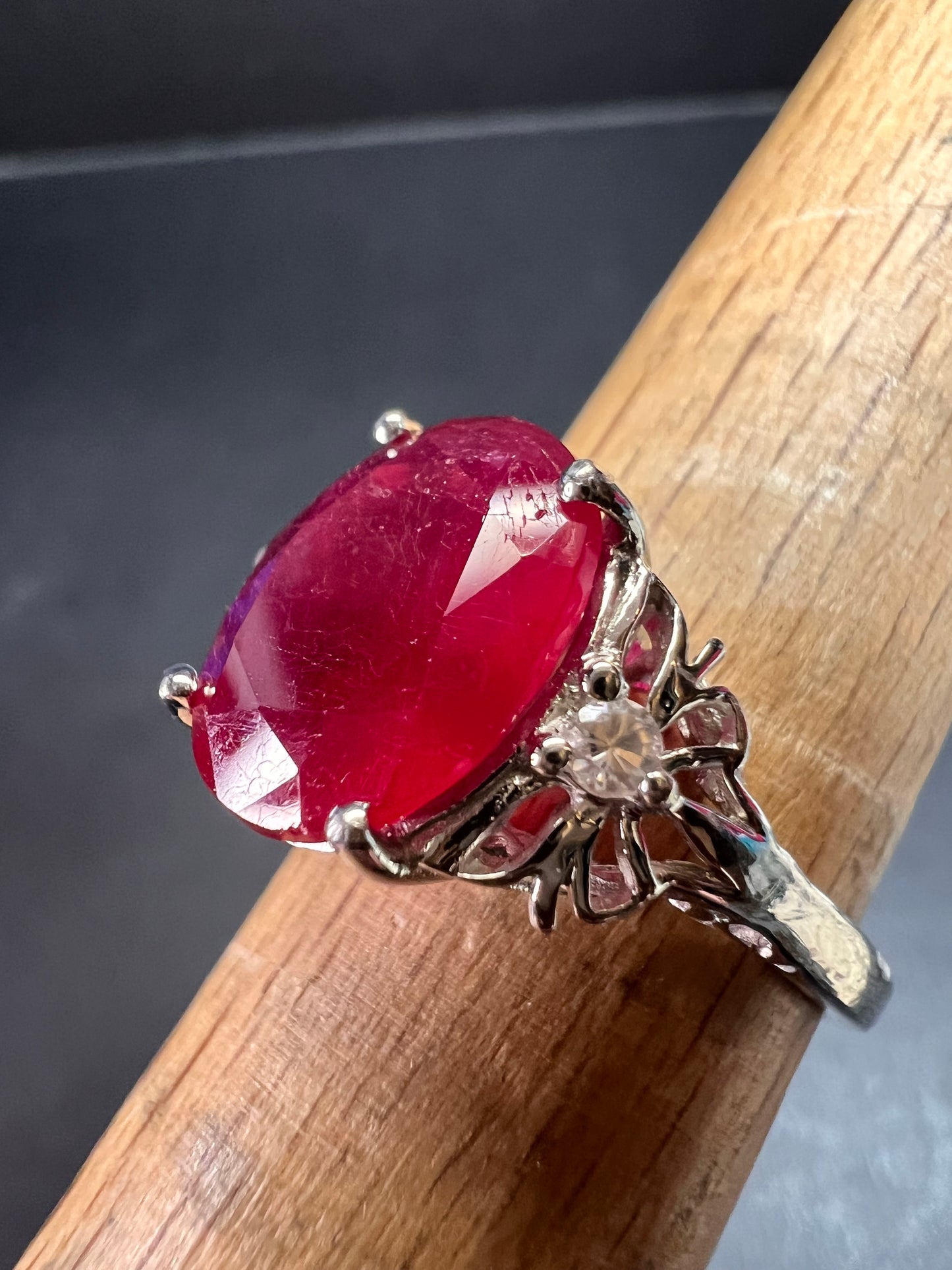 Vintage ruby sterling silver ring size 7