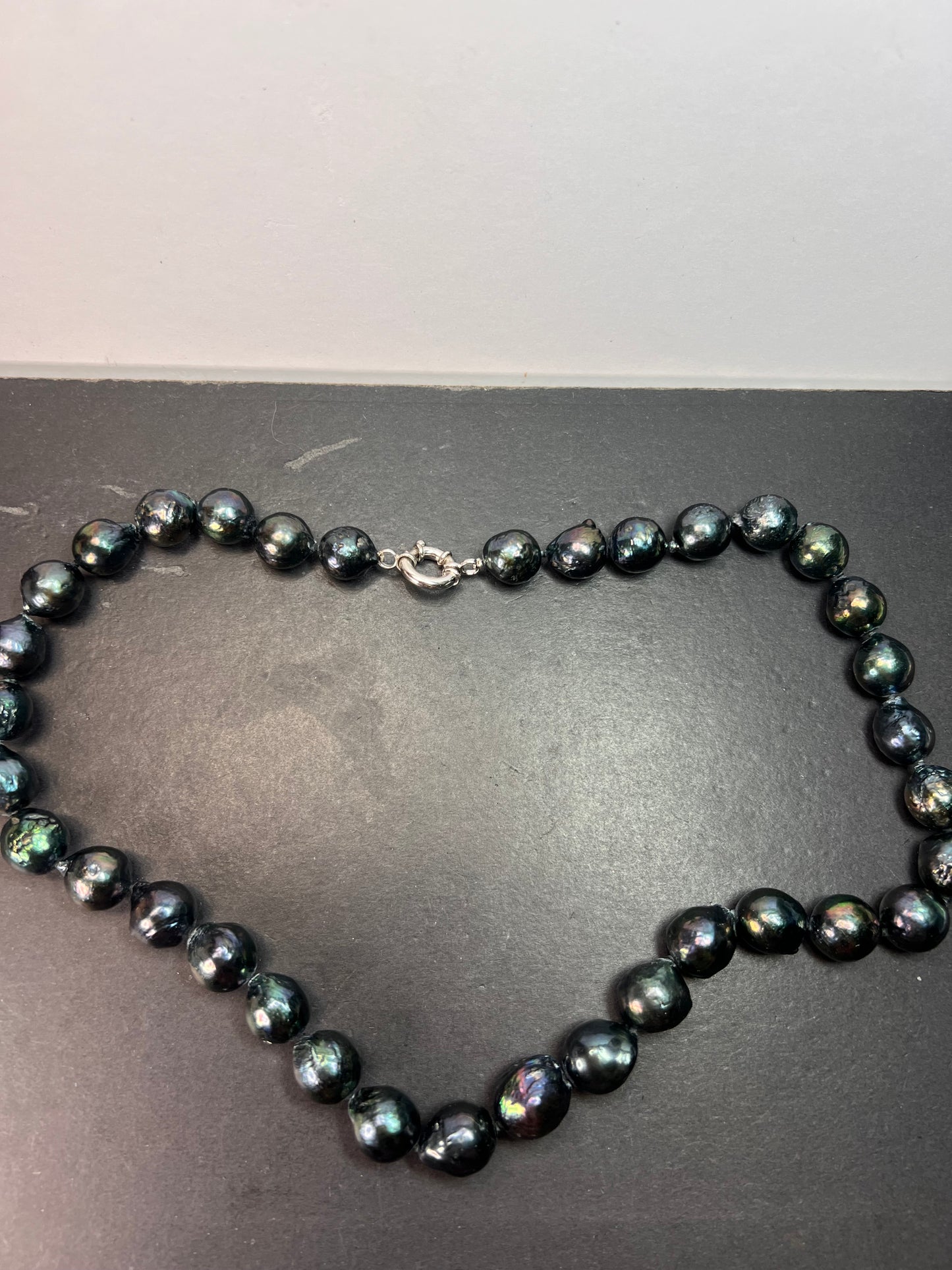 13mm Tahitian peacock baroque pearl 22 inch necklace with sterling silver clasp