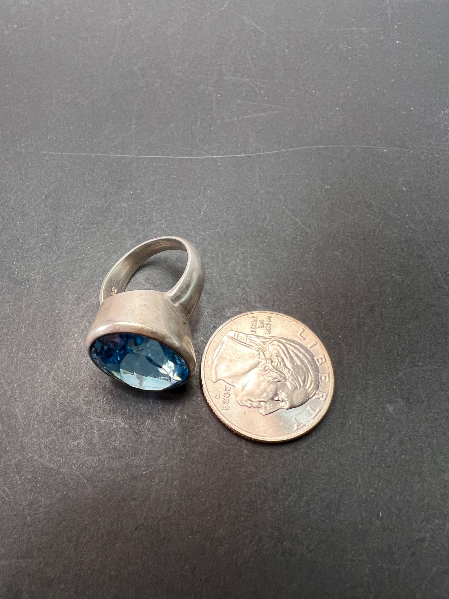 NEW Blue topaz sterling silver ring size 7.5 / 12.43 grams