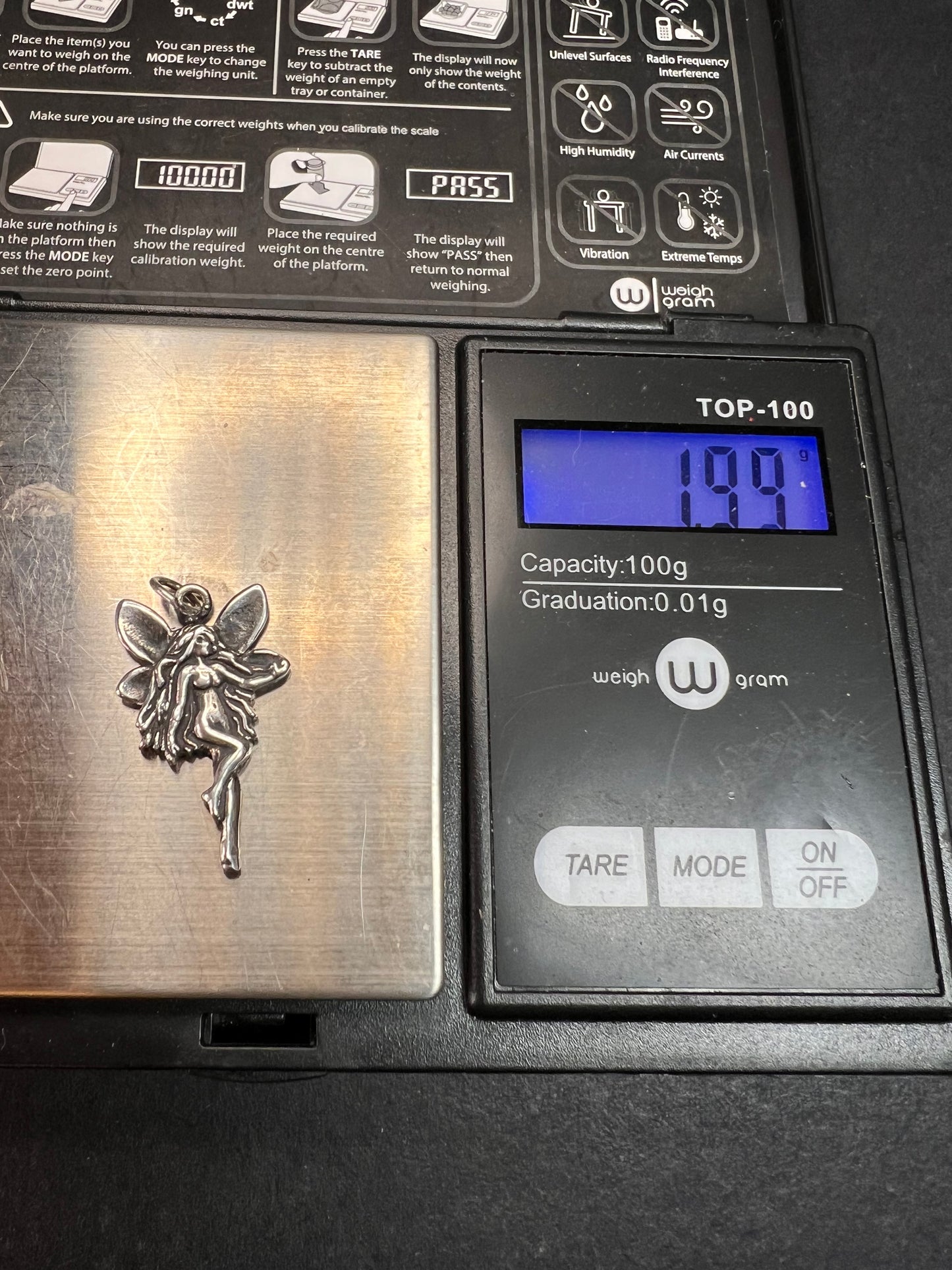 Vintage Sterling Silver Fairy Pendant 925 Fantasy Charm