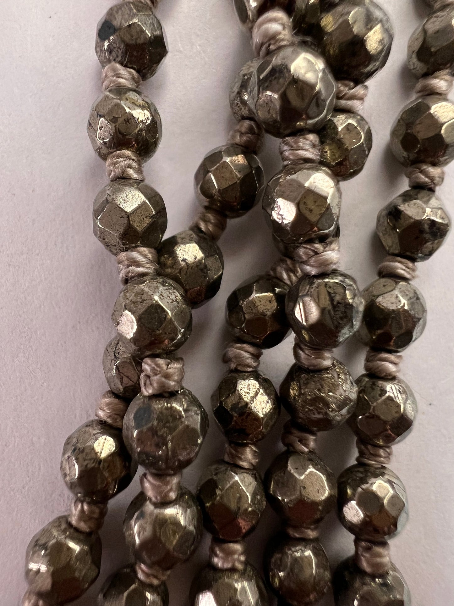 NEW pyrite multi strand necklace with sterling silver clasp