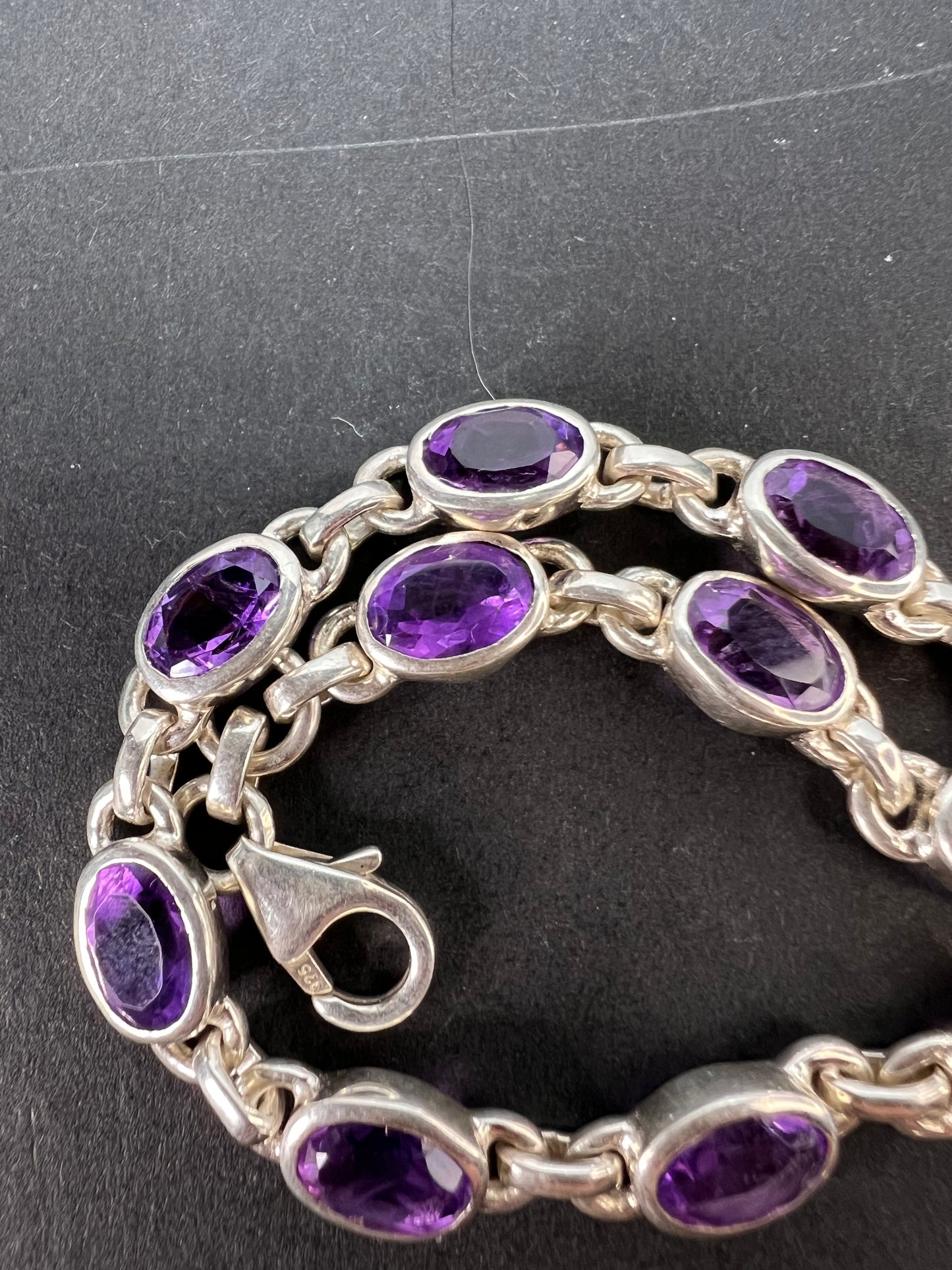 NEW sterling silver amethyst link bracelet