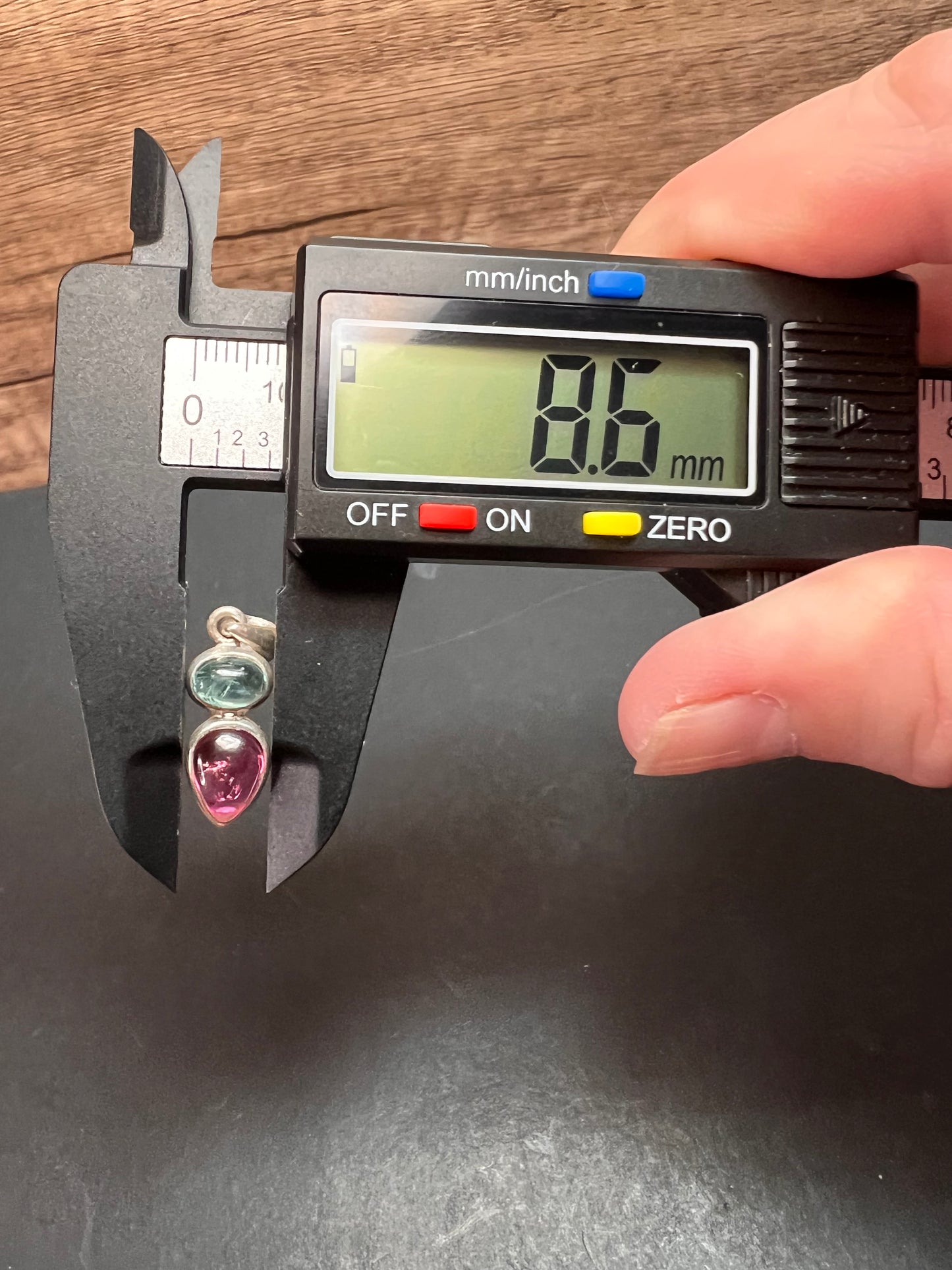 NEW indicolite and rubellite tourmaline sterling silver pendant 2.08 grams