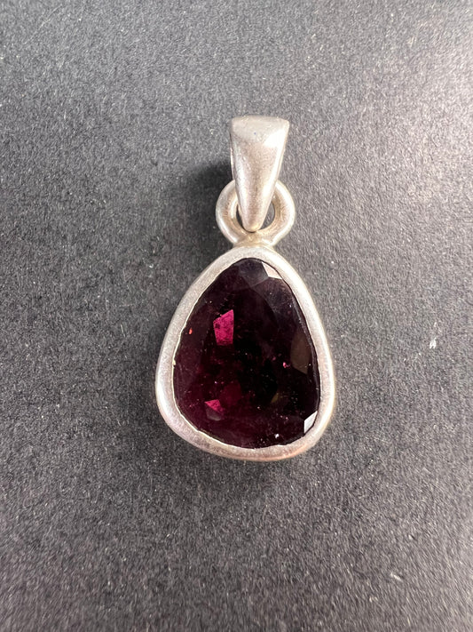 NEW Rubellite pink tourmaline sterling silver pendant 1.65 grams