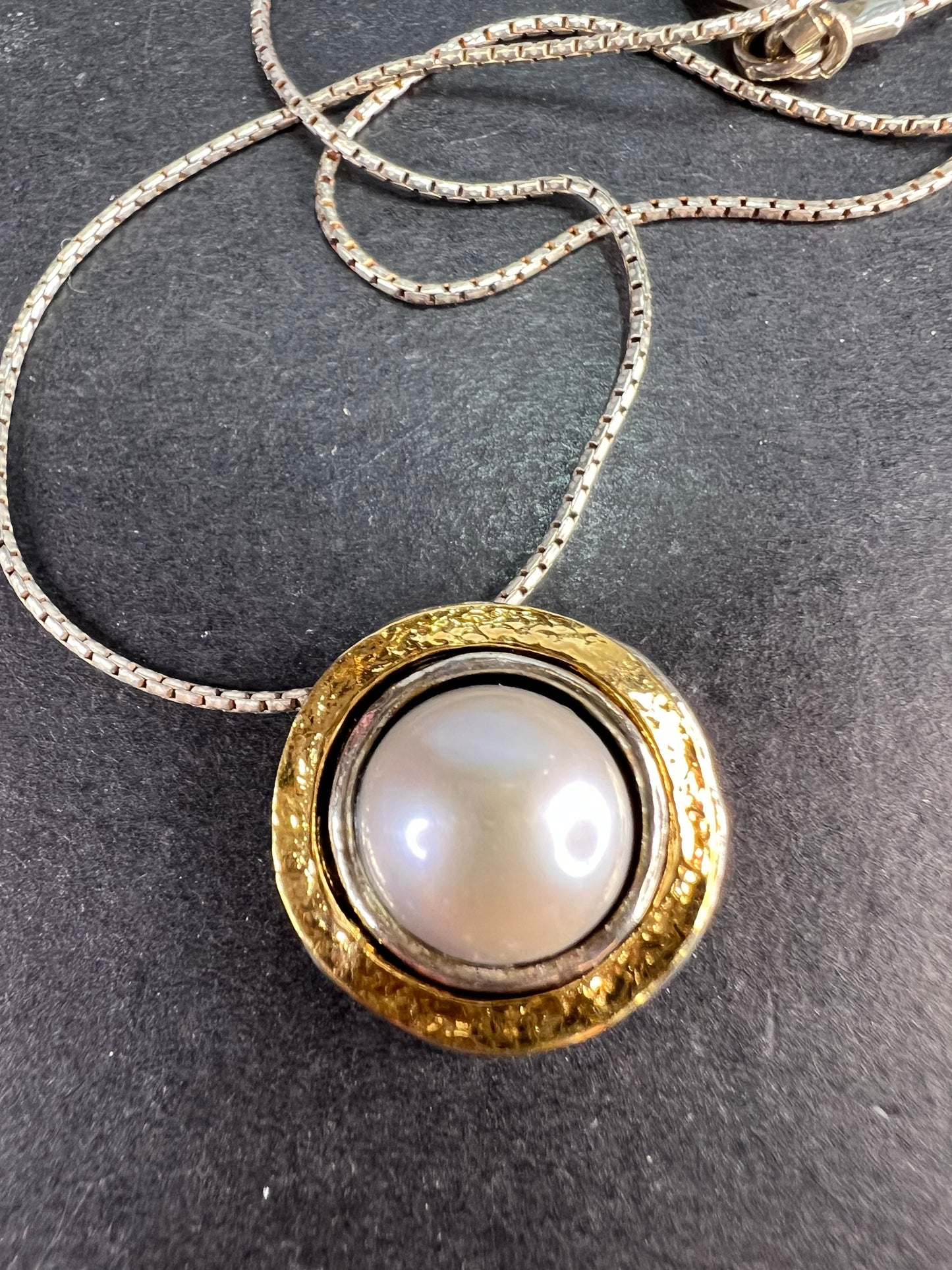 Silver Cultured Freshwater Pearl Sterling Silver With 14k Yellow Gold Over Accent Necklace