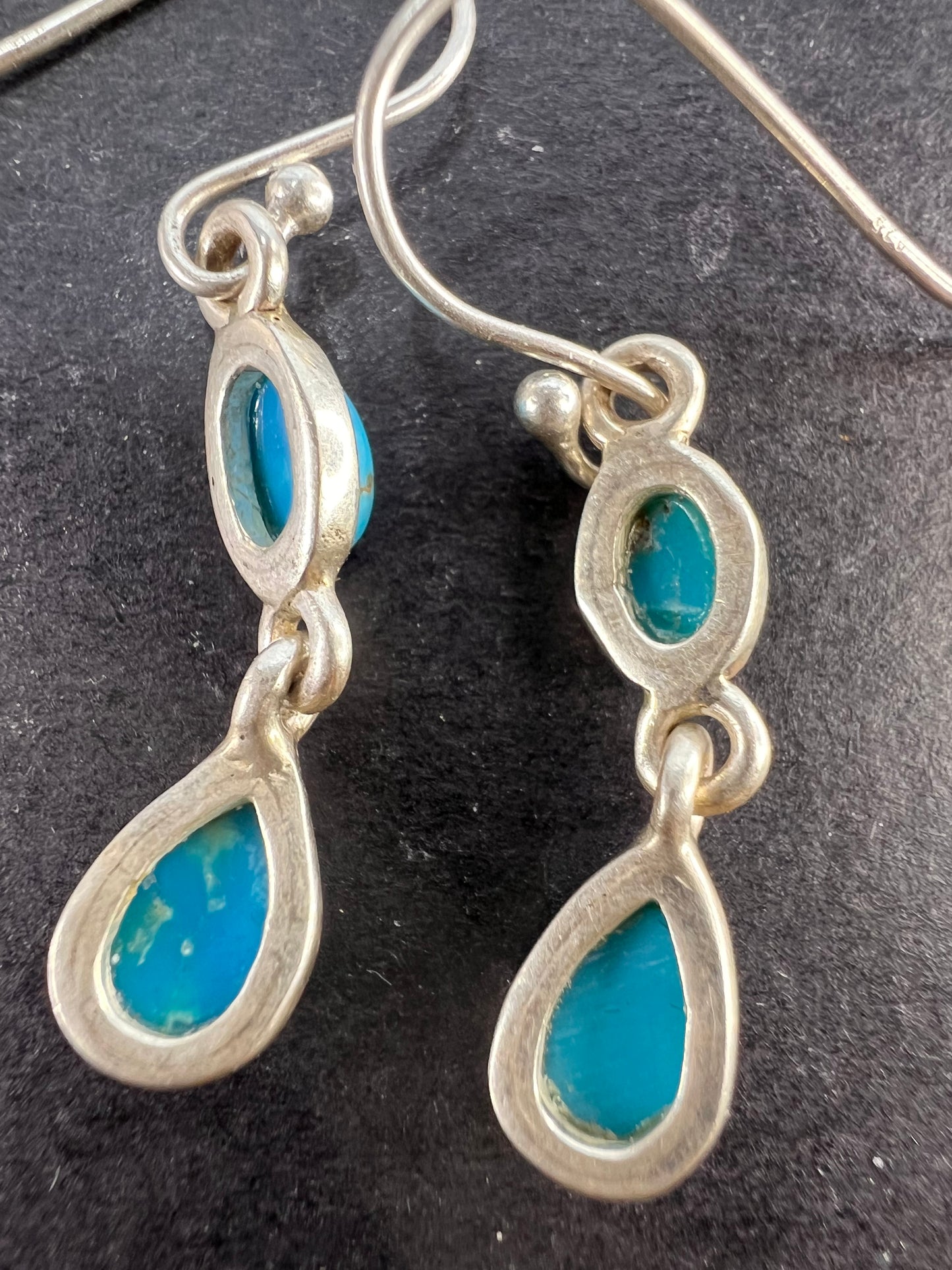 NEW Sleeping Beauty sterling silver turquoise dangle earrings 2.93 grams