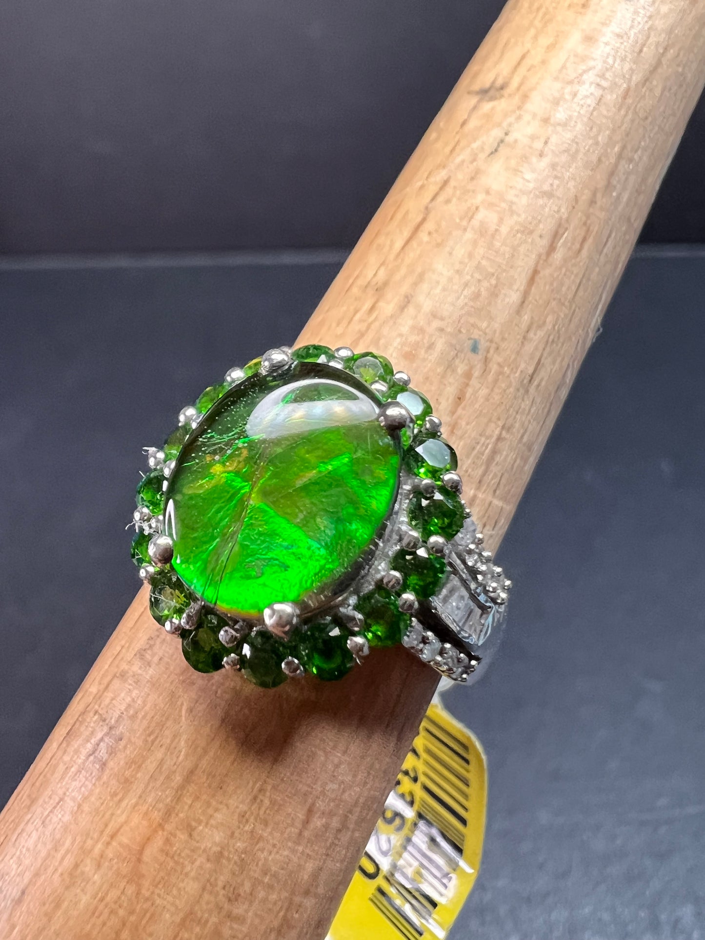 NEW with tag ammolite and diamond sterling silver ring size 7