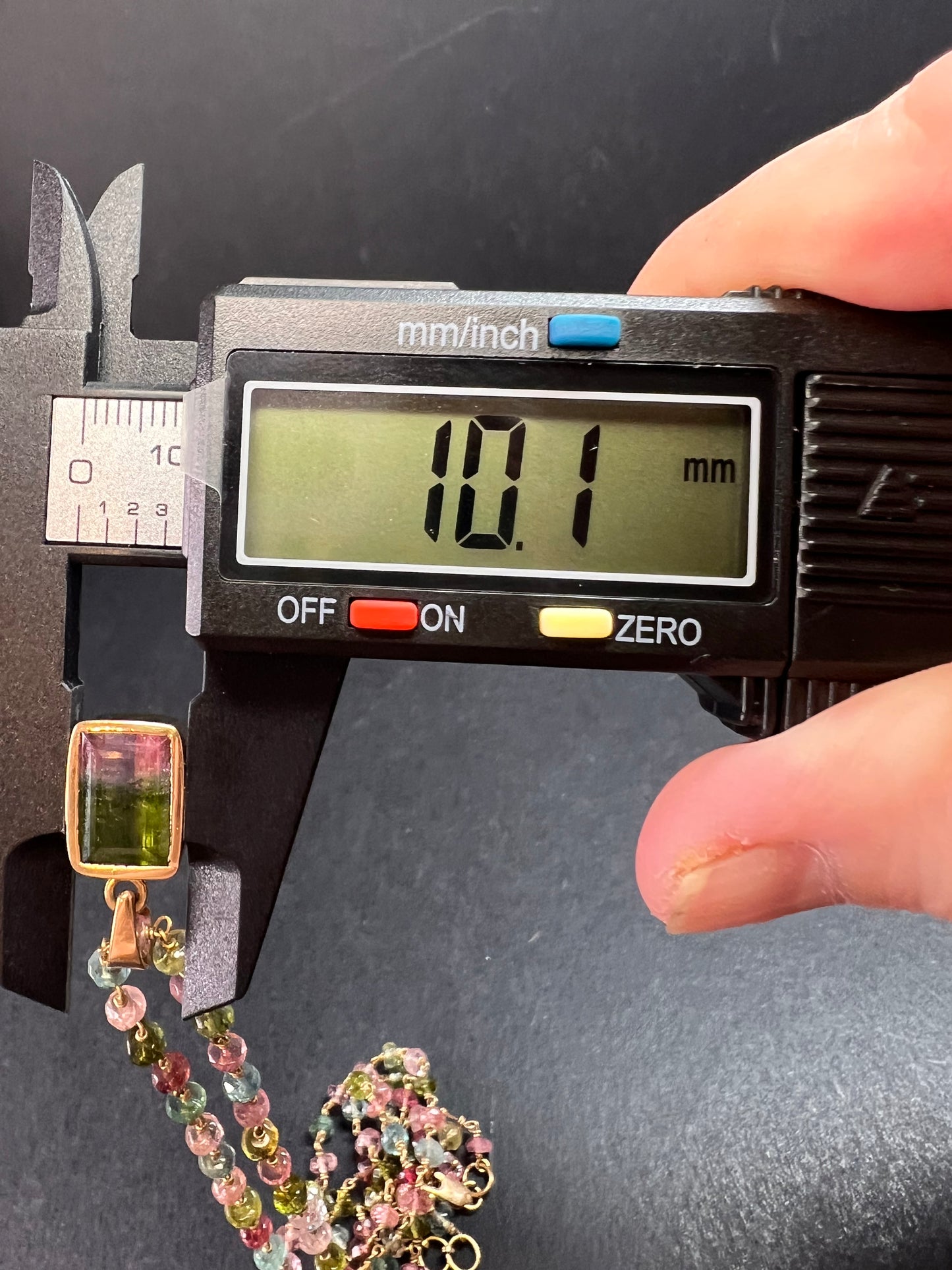 Vintage 14k & 18k gold watermelon tourmaline pendant necklace