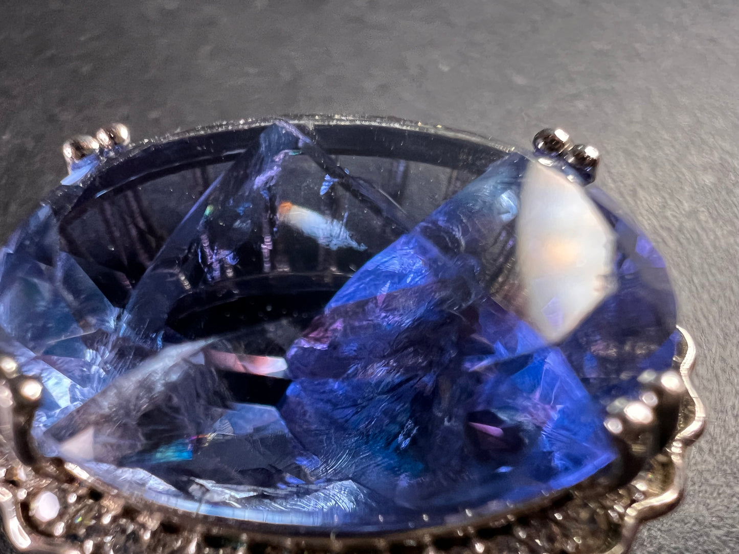 Blue Color-Change Fluorite Pendant in Rhodium Over Sterling Silver with Chain