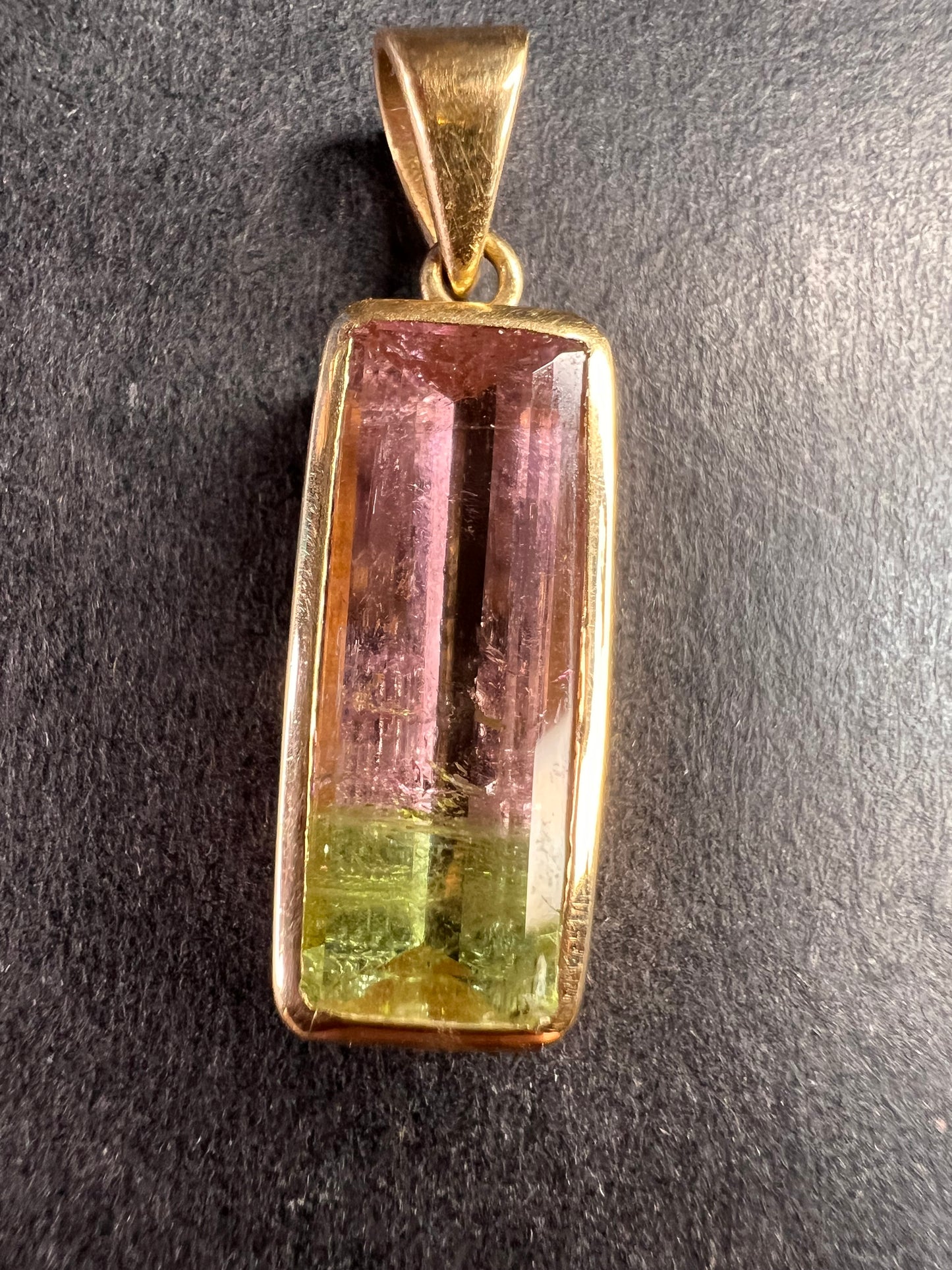 Vintage 14k gold watermelon tourmaline pendant