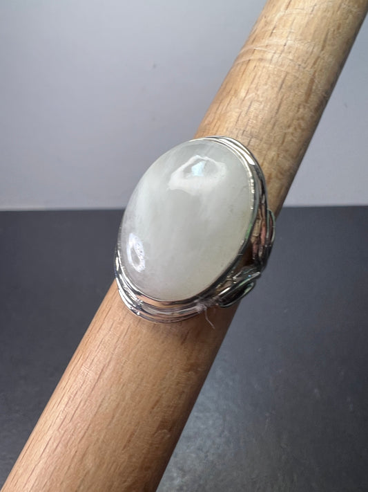 White moonstone sterling silver ring size 9