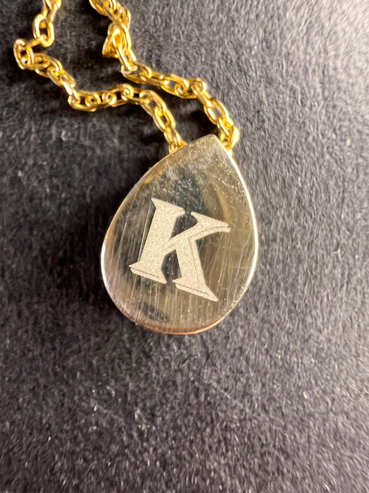 NEW sterling silver initial K pendant and chain 16 inch necklace