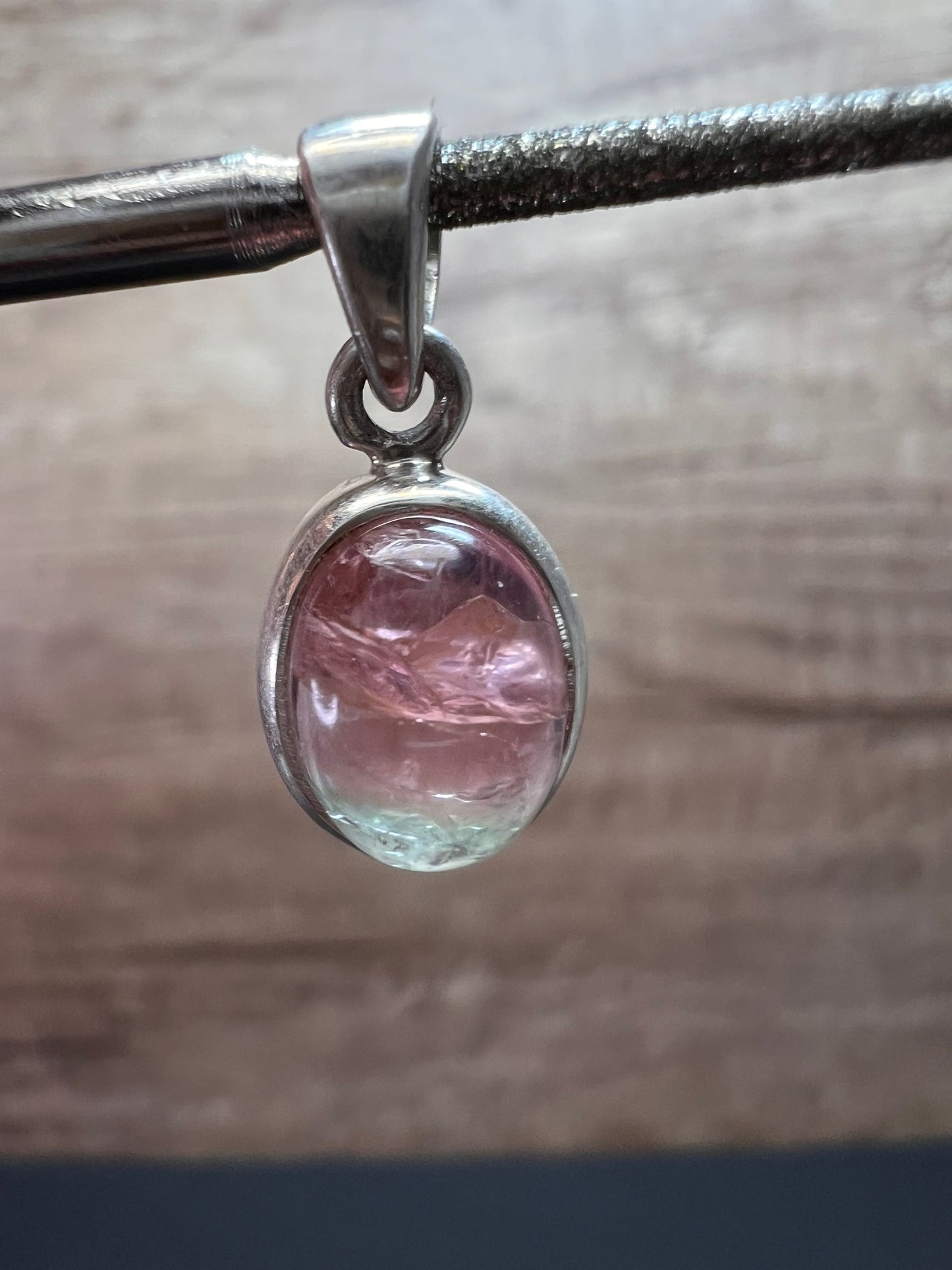 NEW Pink, lilac, blue tri tourmaline sterling silver pendant 1.79 grams