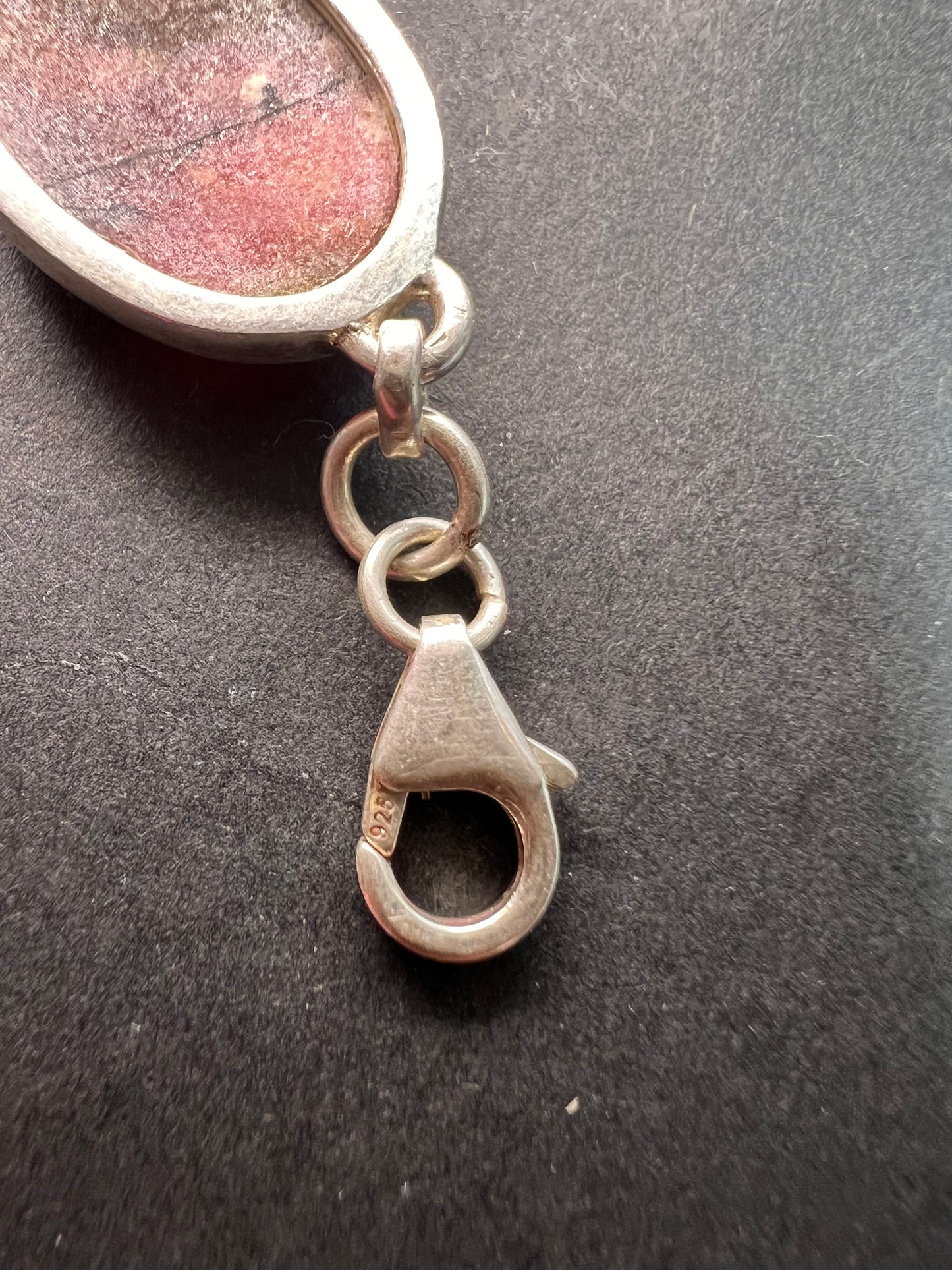 NEW Rhodonite sterling silver link bracelet 7.75 inch