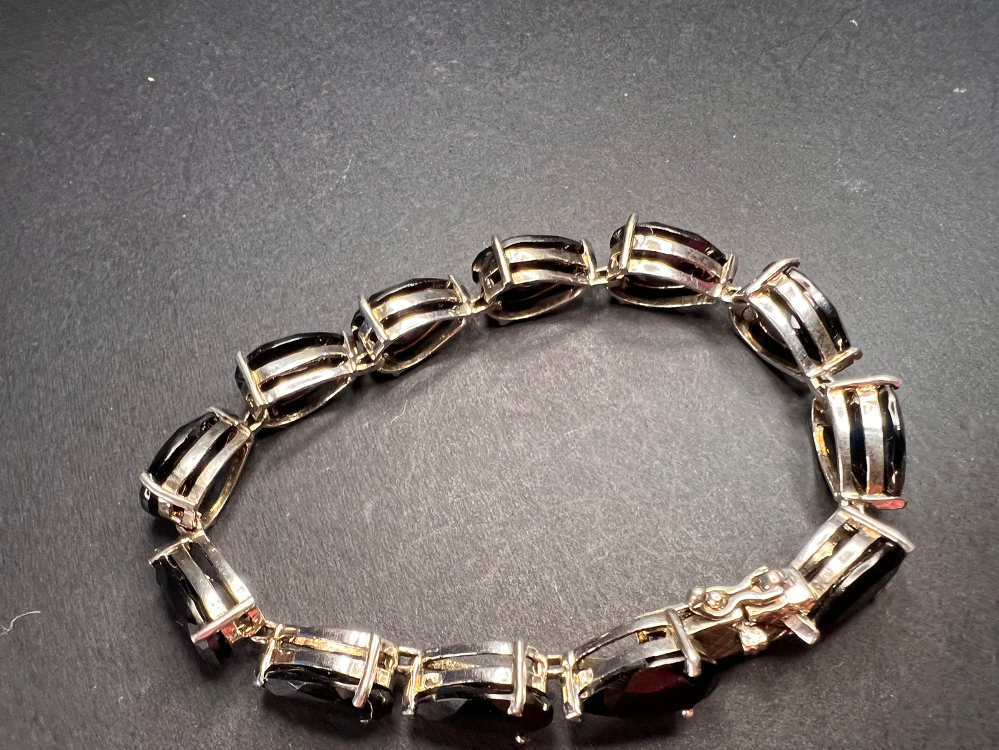 Chuck Clemency Black spinel sterling silver tennis bracelet 7.5 inches