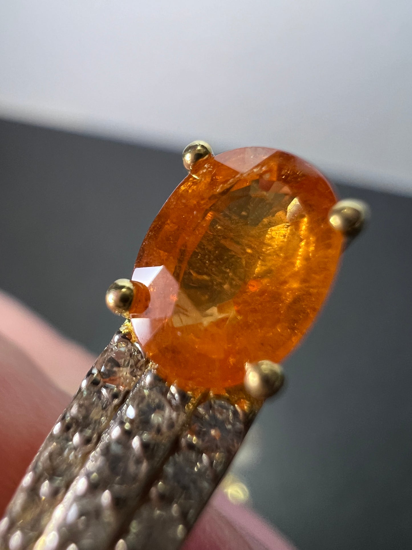 Orange Mandarin Garnet 18K Yellow Gold Over Silver Pendant With Chain 1.02ctw *NEW*