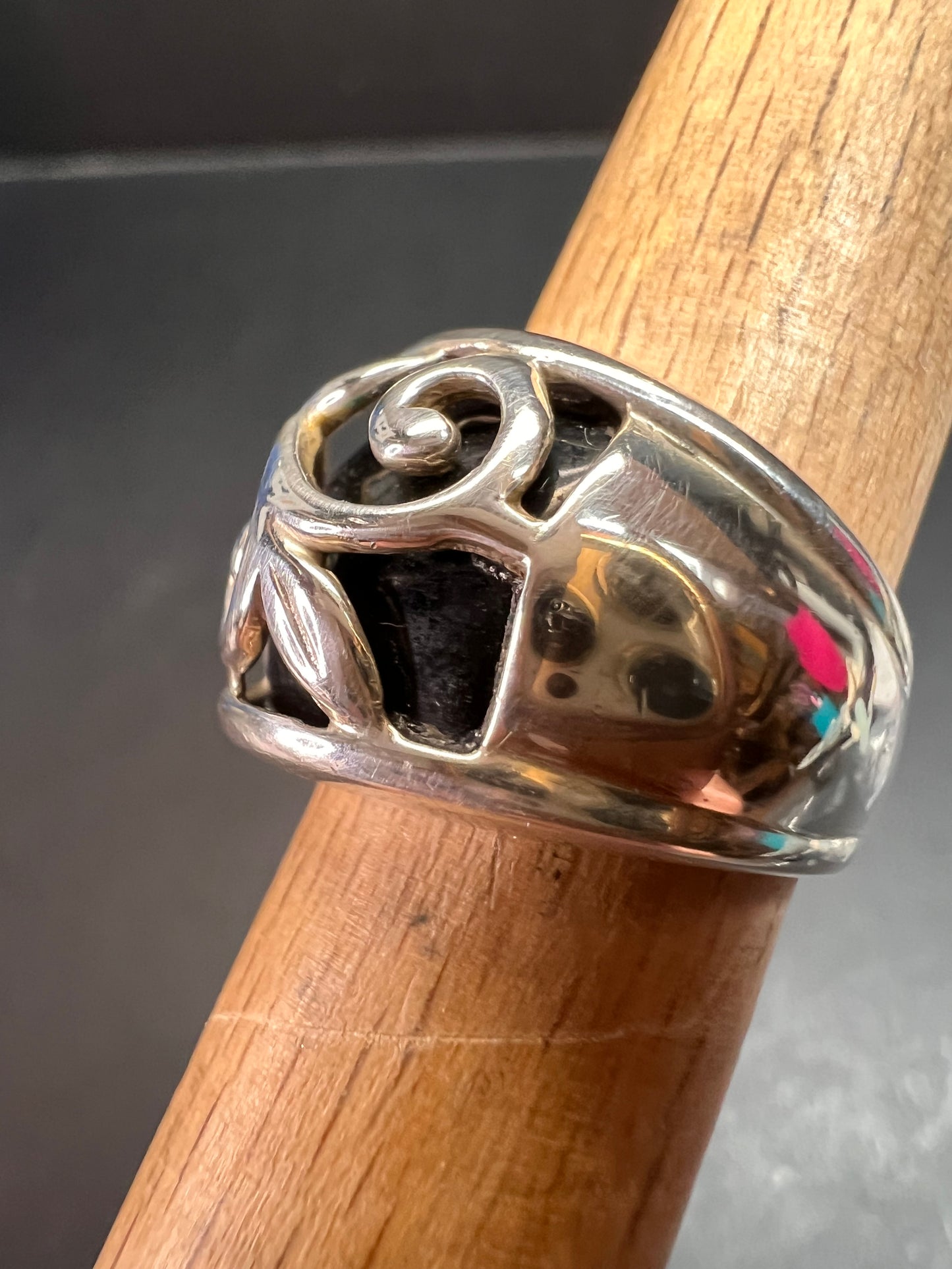 Vintage sterling silver black onyx ring size 5