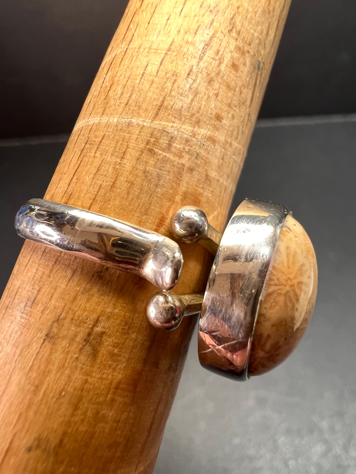 Sajen fossil coral sterling silver ring size 7