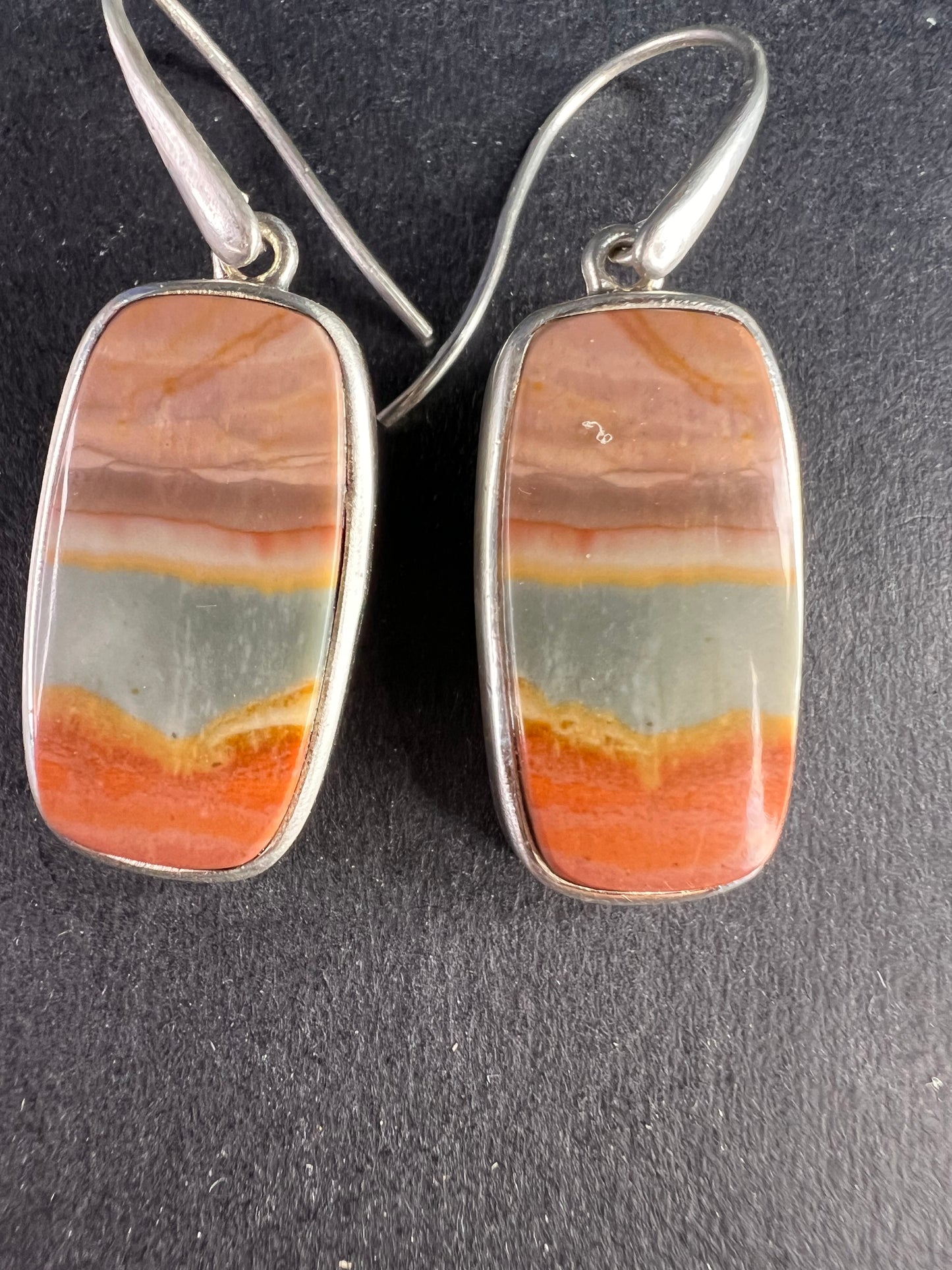 NEW polychrome Jasper sterling silver earrings 9.39 grams