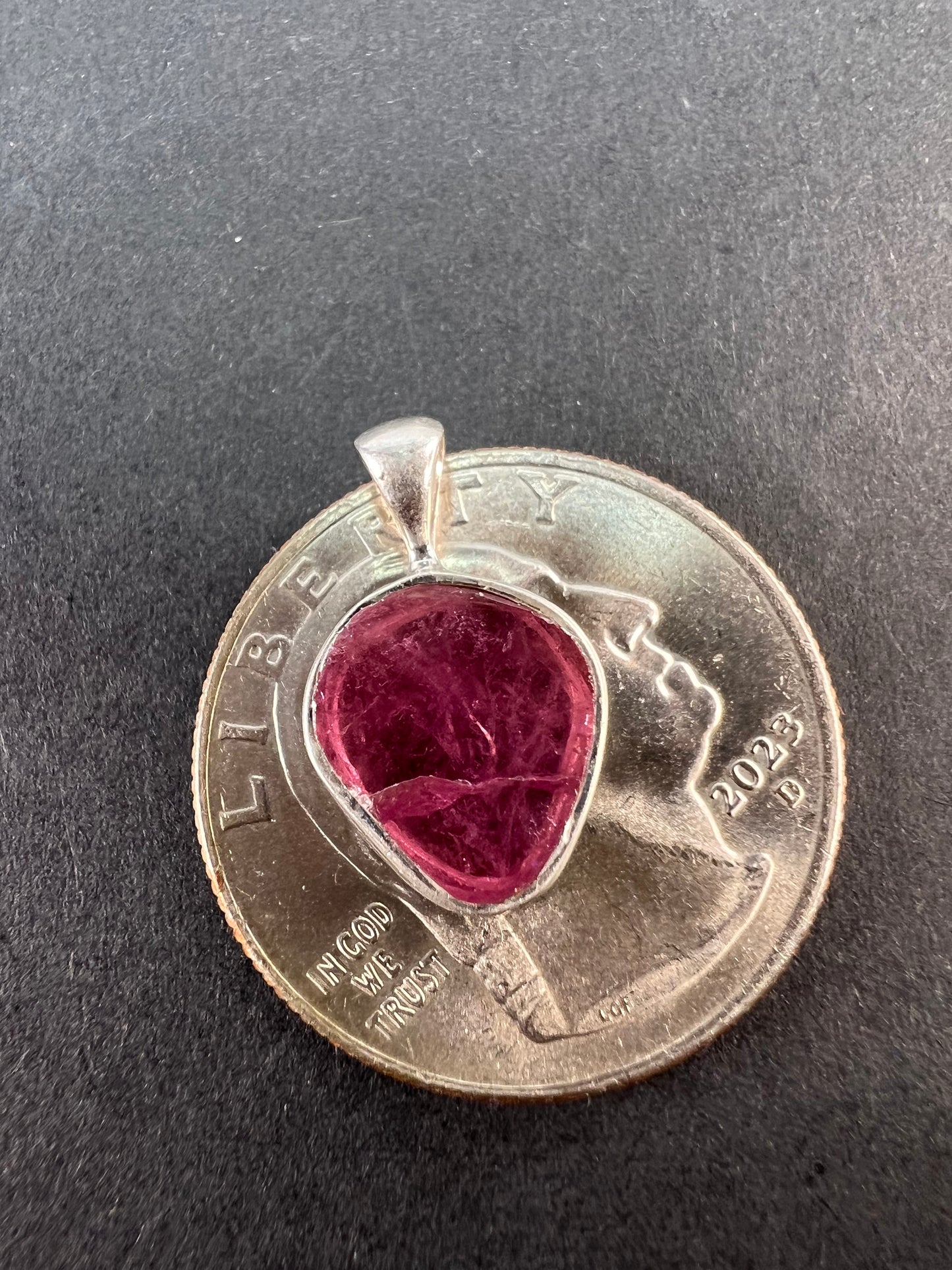 NEW Pink tourmaline sterling silver pendant 1.17 grams