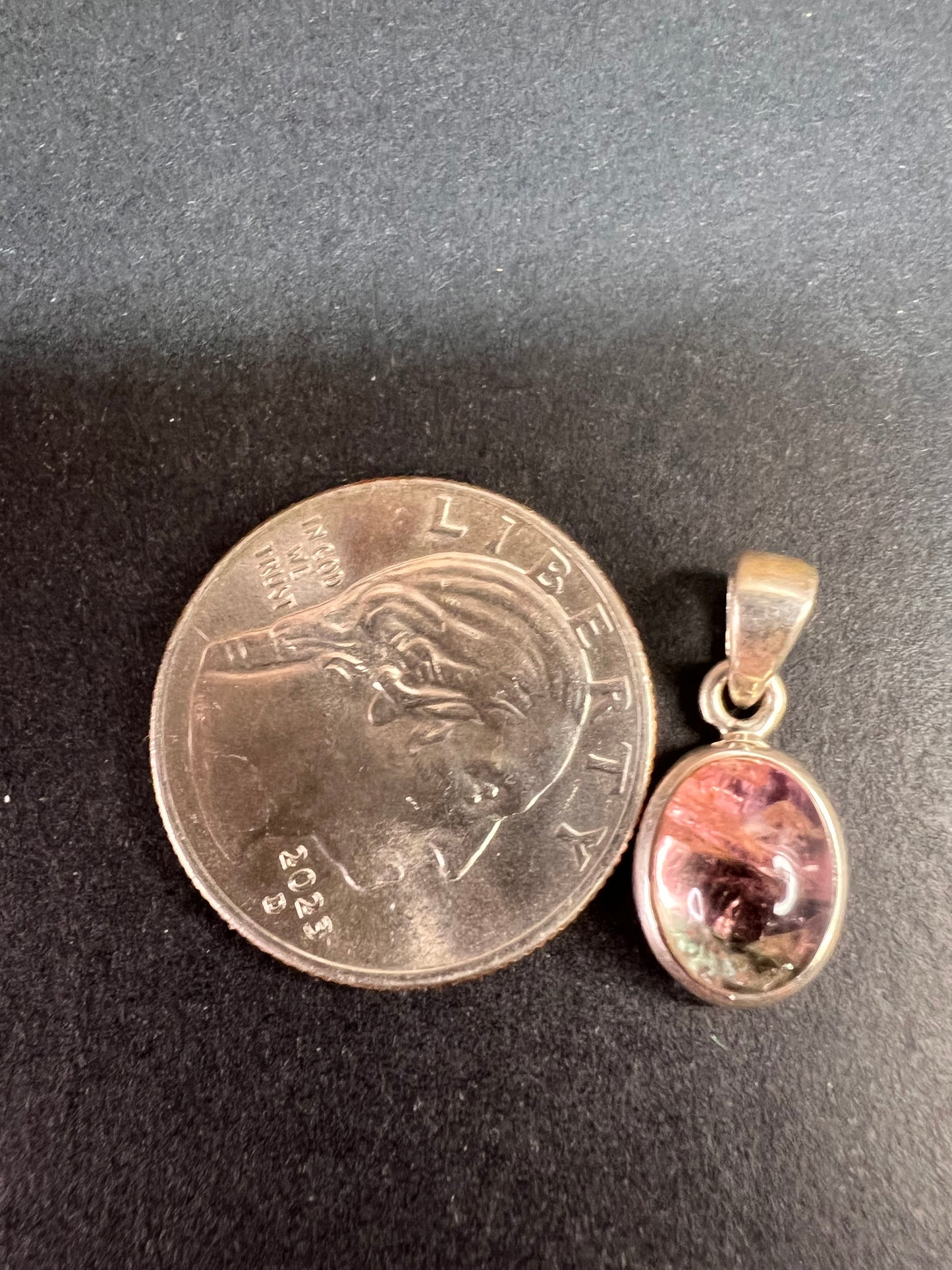 NEW Pink, lilac, blue tri tourmaline sterling silver pendant 1.79 grams