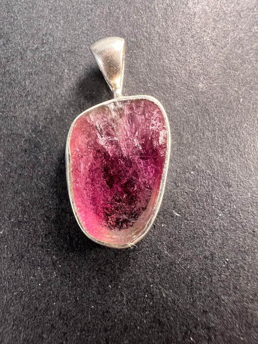 NEW Pink and white tourmaline sterling silver pendant 1.68 grams
