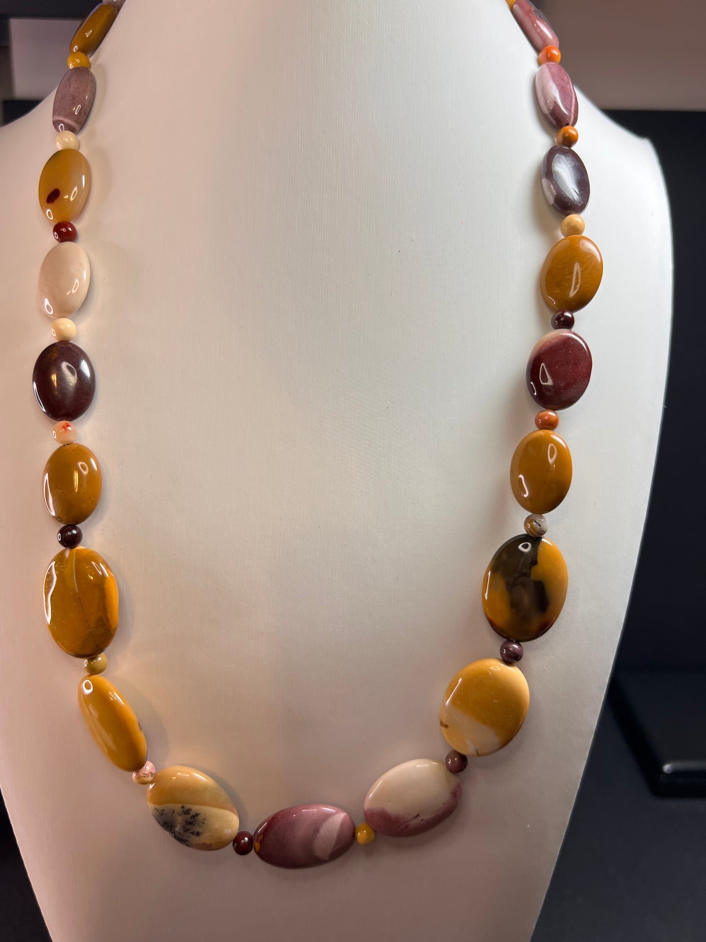 NEW Mookaite Jasper 24 inch necklace with sterling silver clasp
