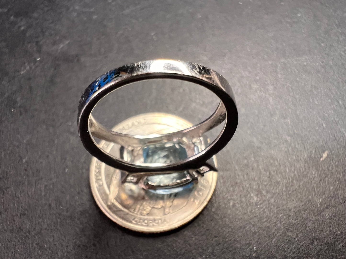 Vintage sky and Swiss blue topaz sterling silver ring size 7
